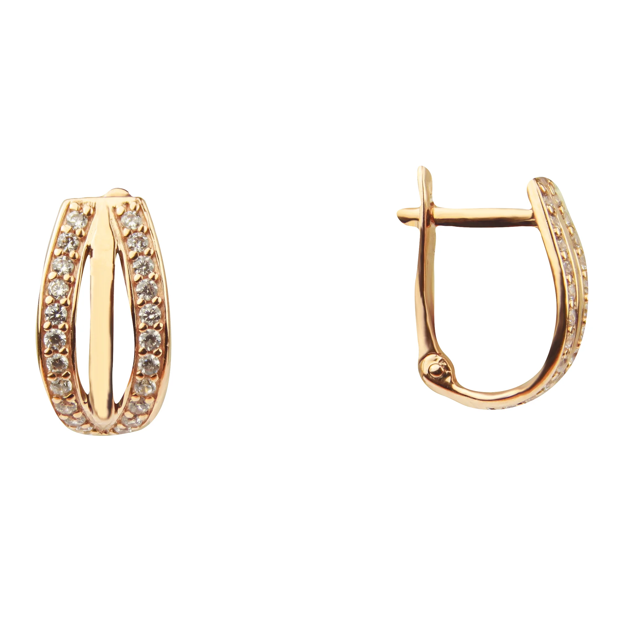 Серьги из красного золота с фианитами - 855409 - 1