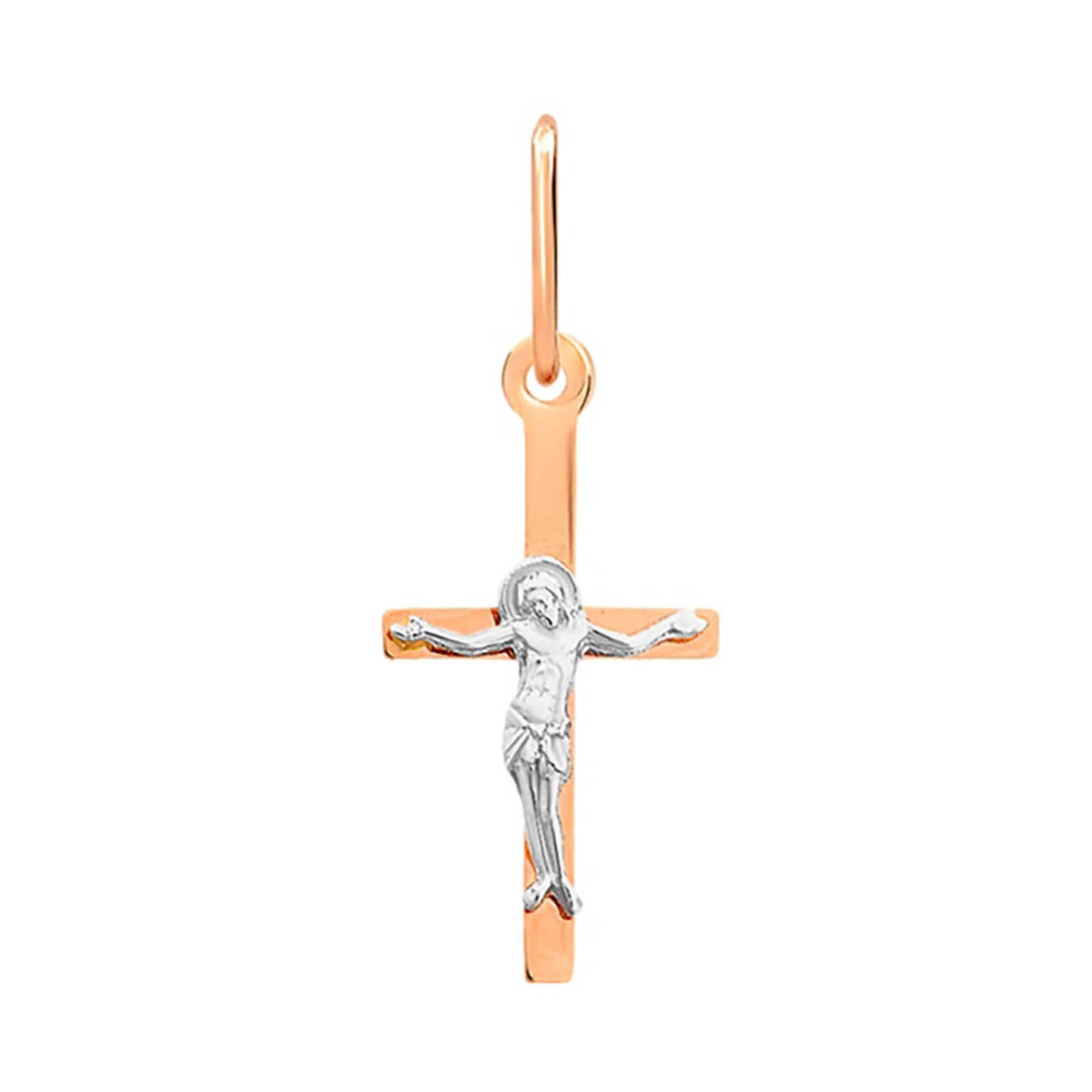 Крестик из комбинированного золота - 961176 – изображение 1