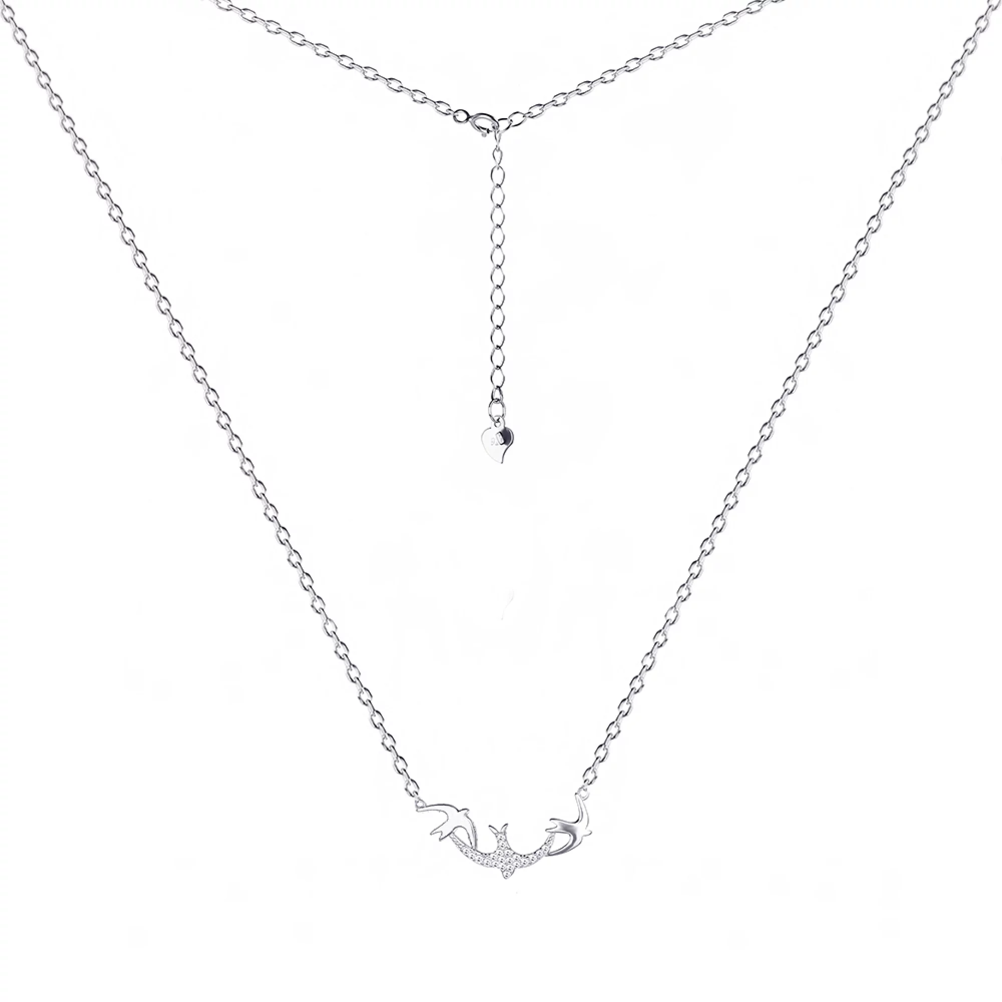 Колье якорного плетение из серебра "Ласточки" с фианитом - 431301 – изображение 1