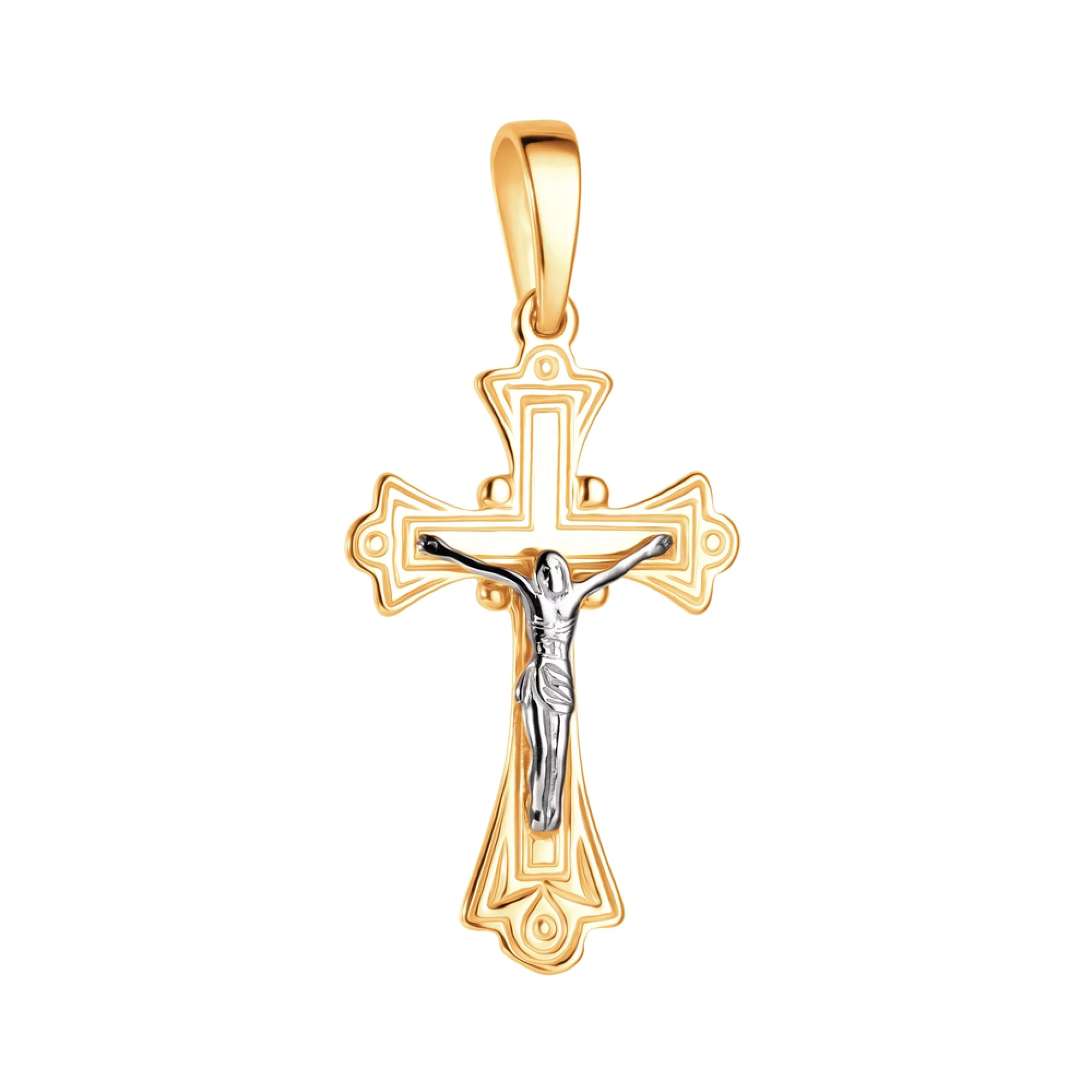 Хрестик з комбінованого золота - 962313 – зображення 1