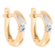 Серьги в комбинированном золоте с бриллиантом - 1778152