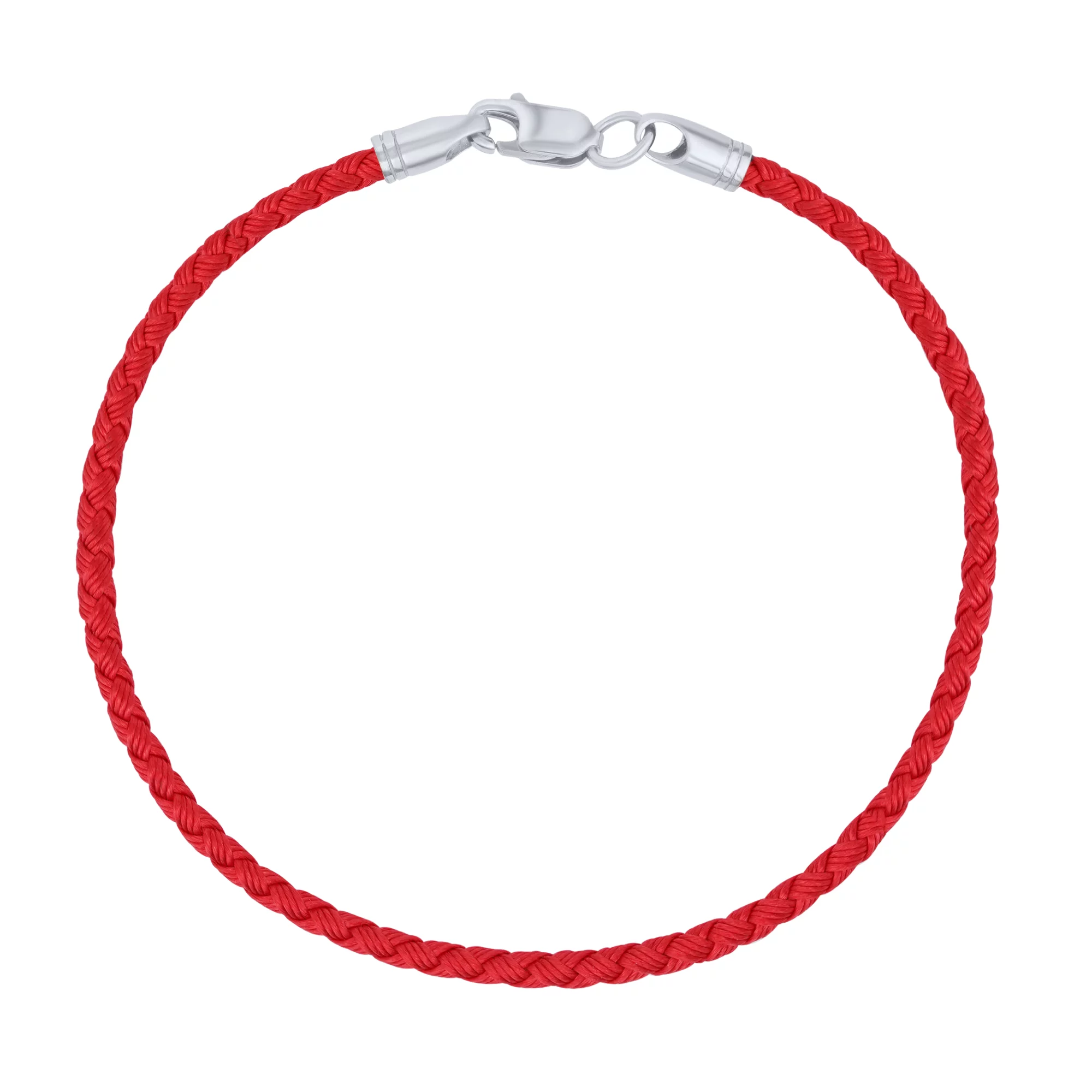Червоний шовковий браслет зі срібним замком - 1682833 – зображення 1