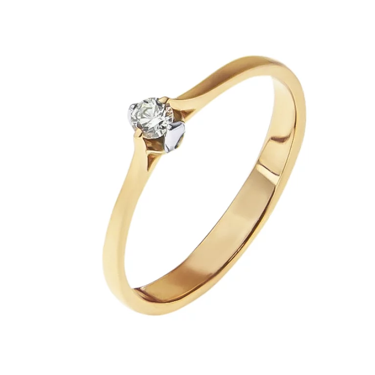 Золота каблучка з діамантом. Артикул 50613/3: ціна, відгуки, фото – купити в інтернет-магазині AURUM
