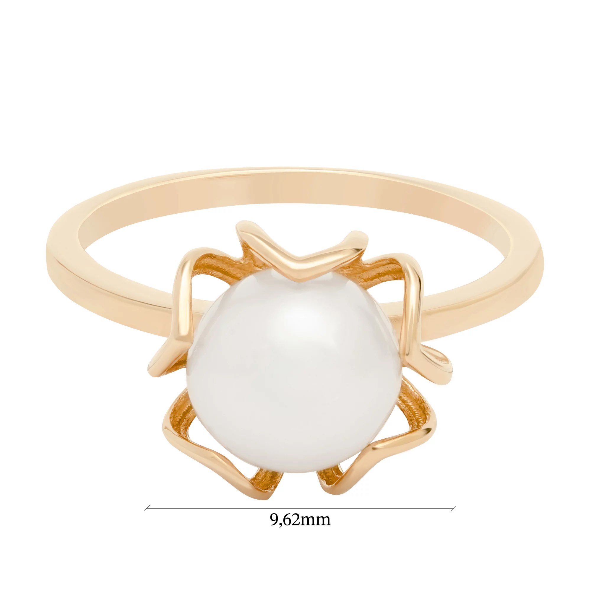 Кольцо в форме цветочка с жемчужиной из красного золота - 1617548 – изображение 6