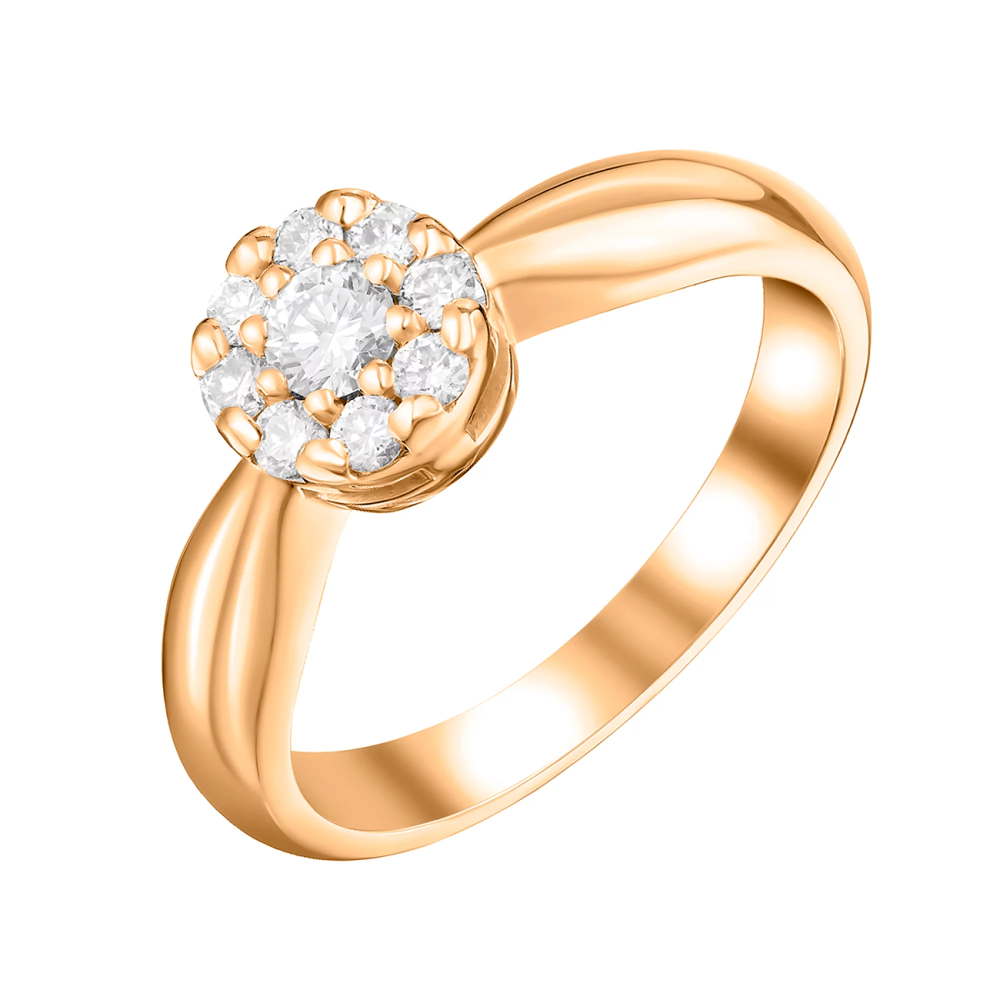 Кольцо из красного золота с россыпью бриллиантов - 1542636 – изображение 1