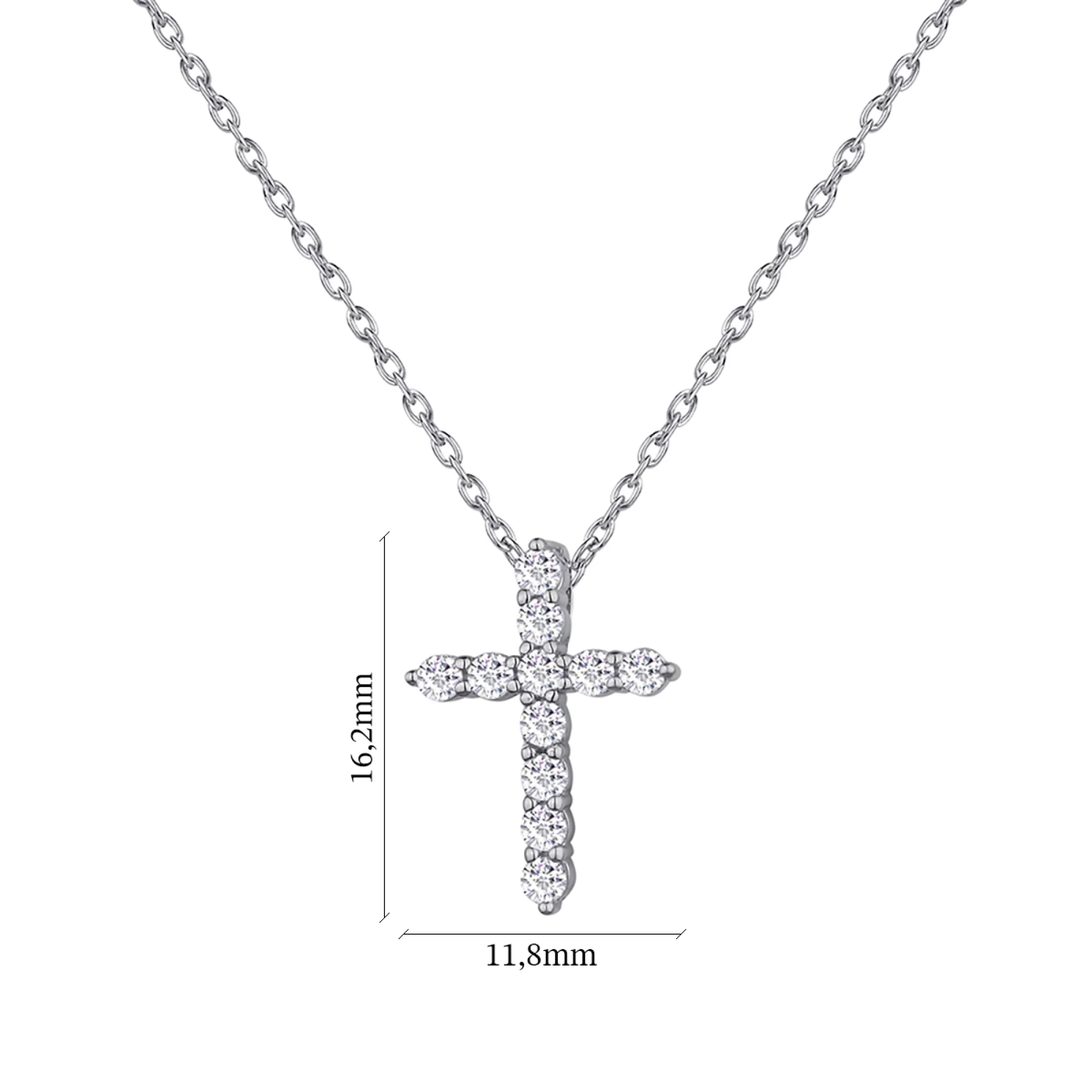 Колье серебряное с фианитом Крестик Якорное плетение - 1279439 – изображение 2