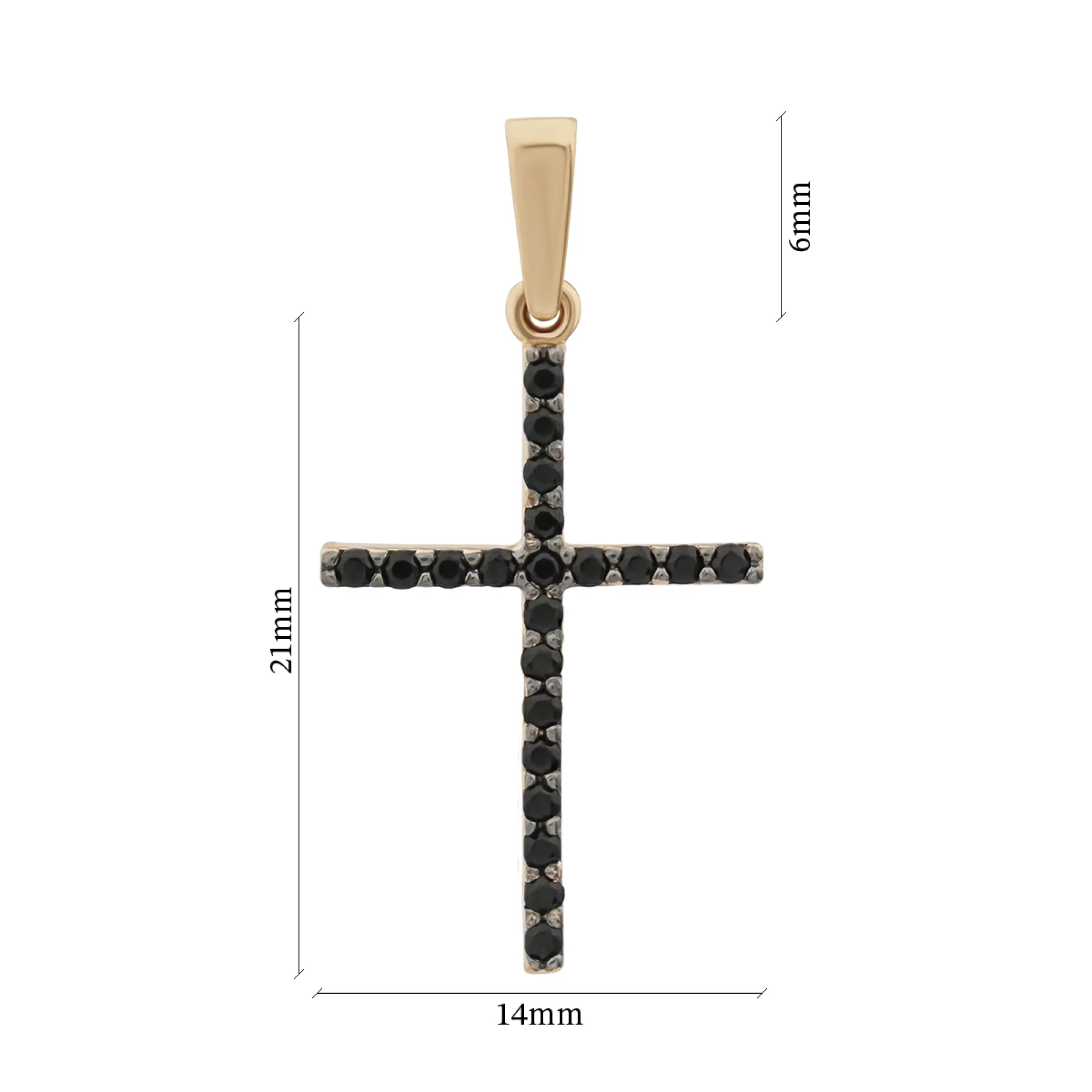 Золотой крестик с фианитами - 1408025 – изображение 2