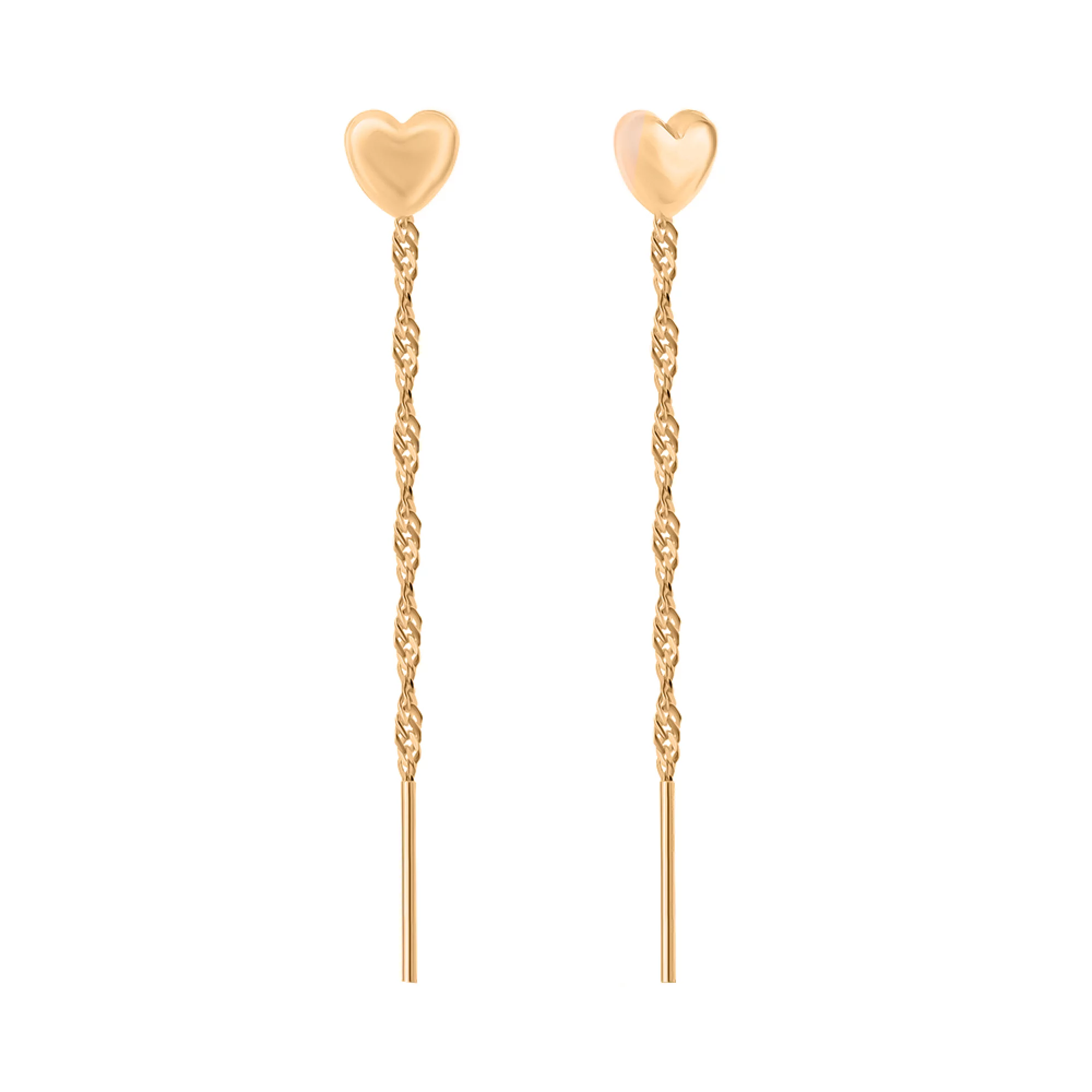 Сережки-протяжки золоті "Сердечко" - 1581679 – зображення 1