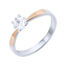 Серебряное кольцо с накладками  из красного золота с фианитом - 2122535