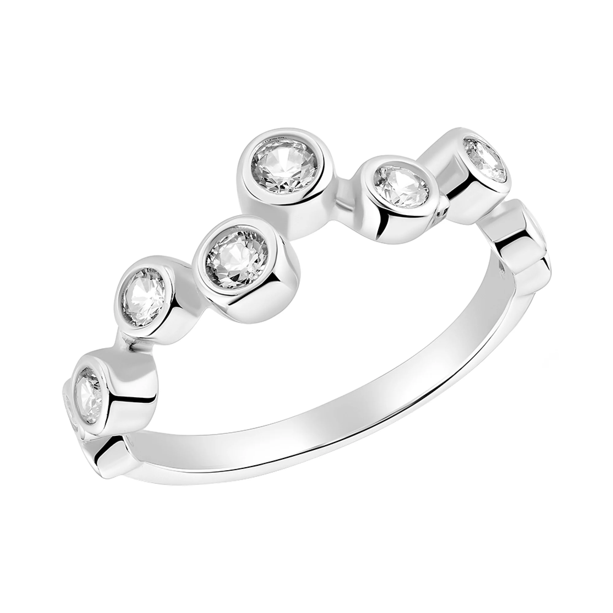 Кольцо из серебра с фианитами - 1514664 – изображение 1