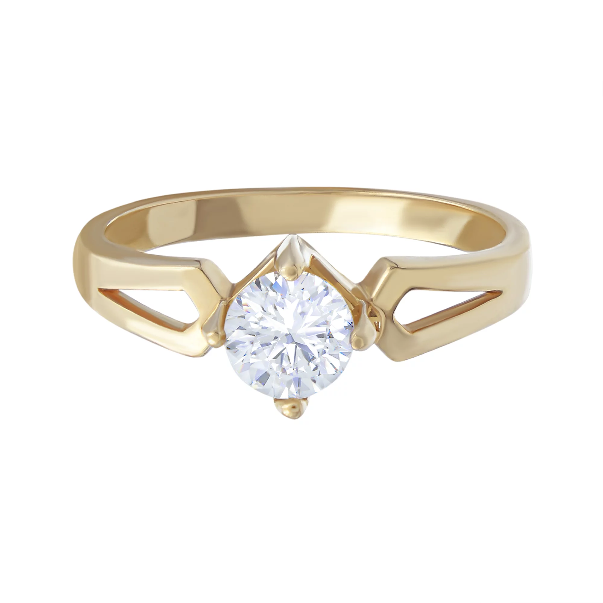 Золотое кольцо с фианитом - 538404 – изображение 2