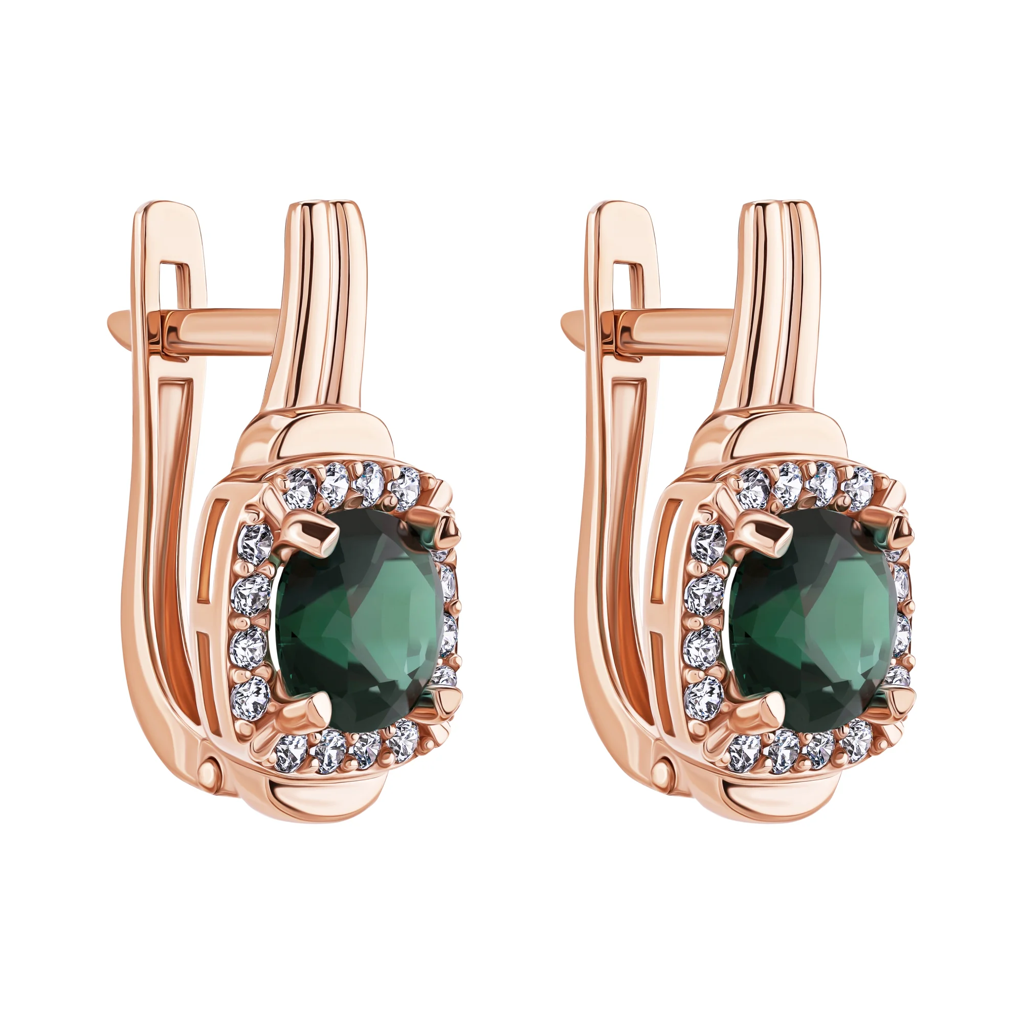 Серьги из красного золота с турмалином и фианитами - 2086541 - 1