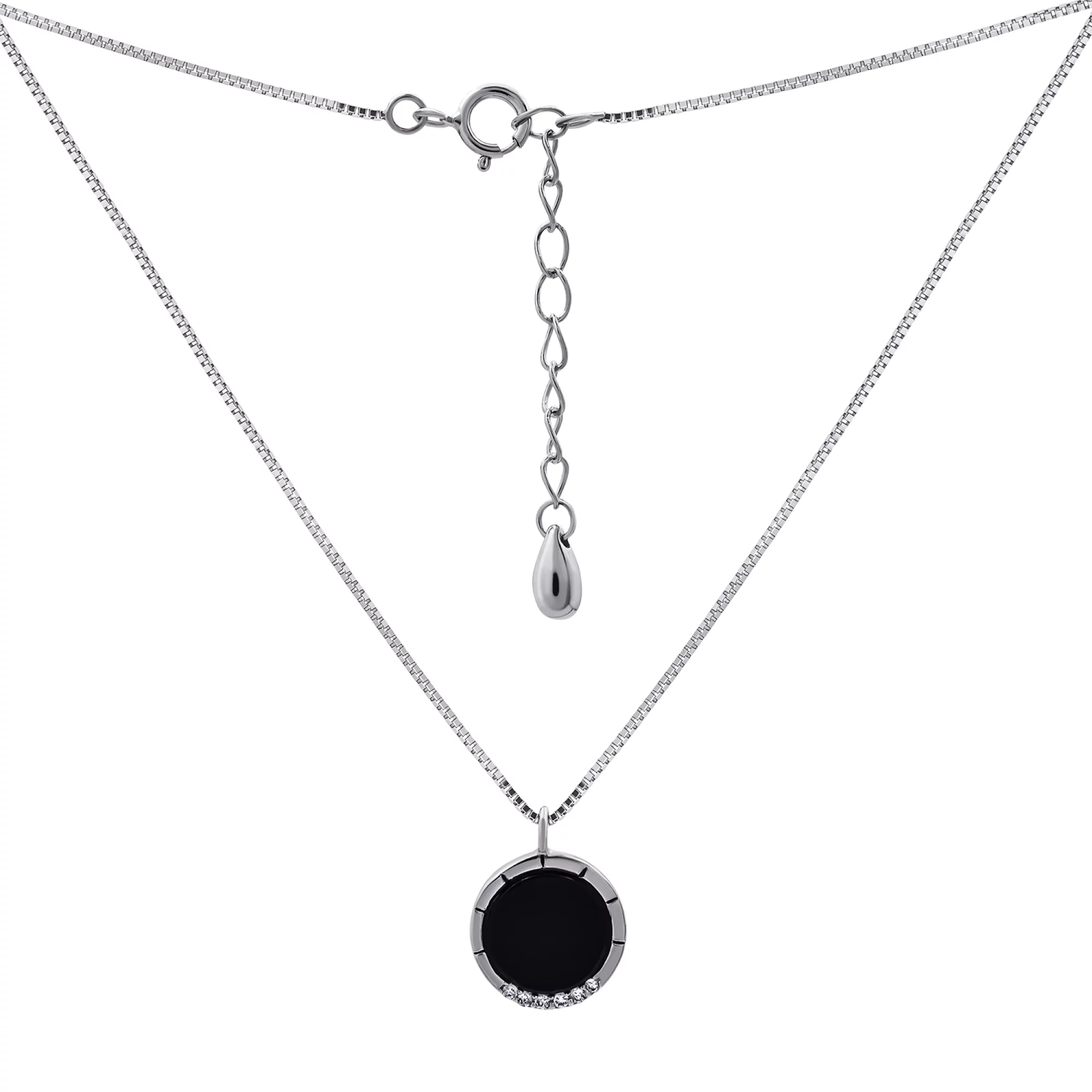 Серебряная цепочка с подвеской и фианитом с эмалью плетение снейк - 1265182 – изображение 1
