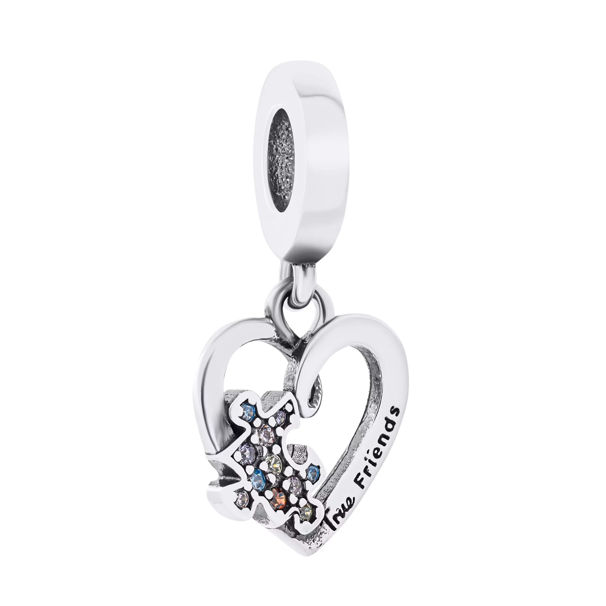 Шарм с подвесом из серебра с чернением "Сердце" с альпинитом - 1503538 – изображение 1