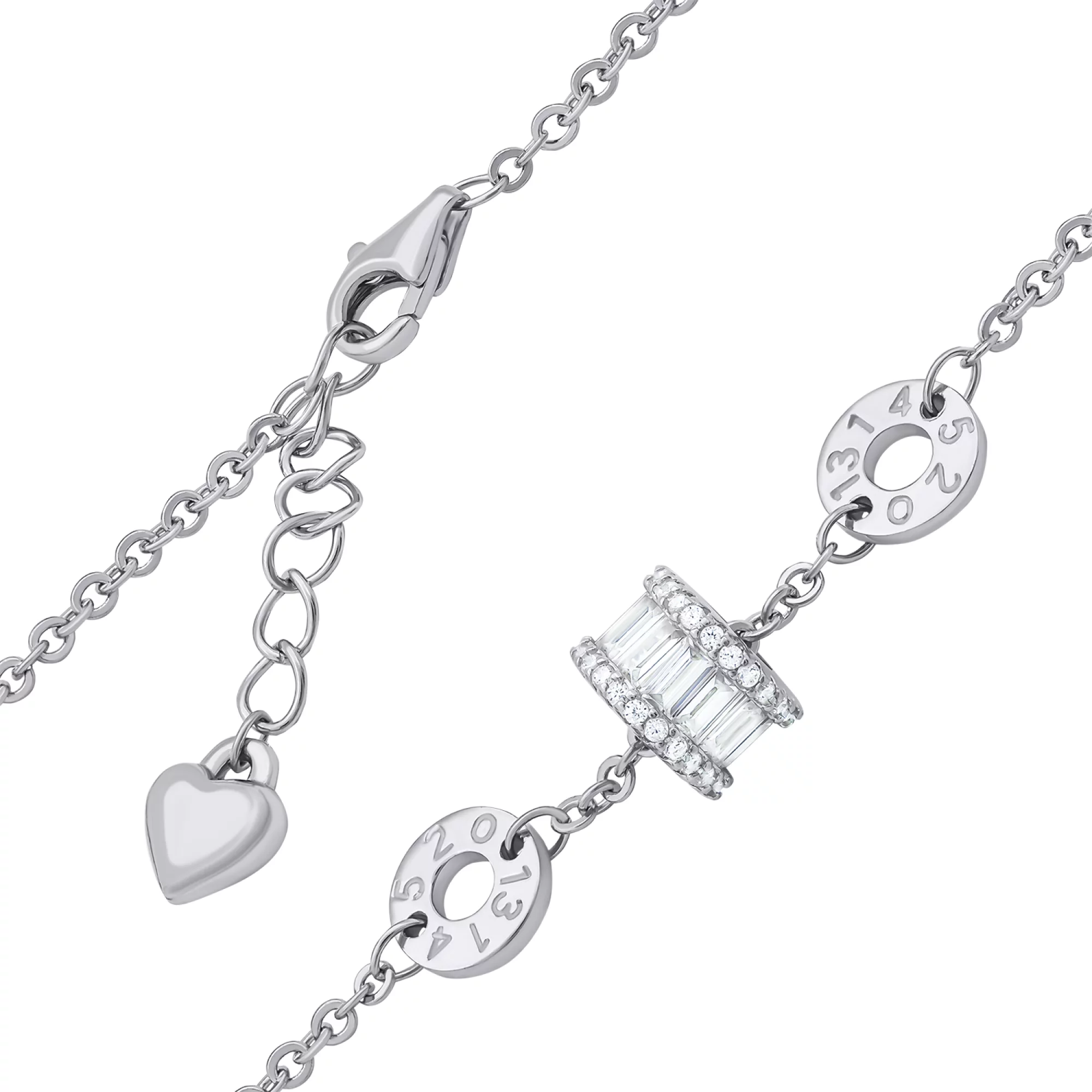 Браслет из серебра с шармом и дорожкой фианитов плетение якорь - 1521548 – изображение 2