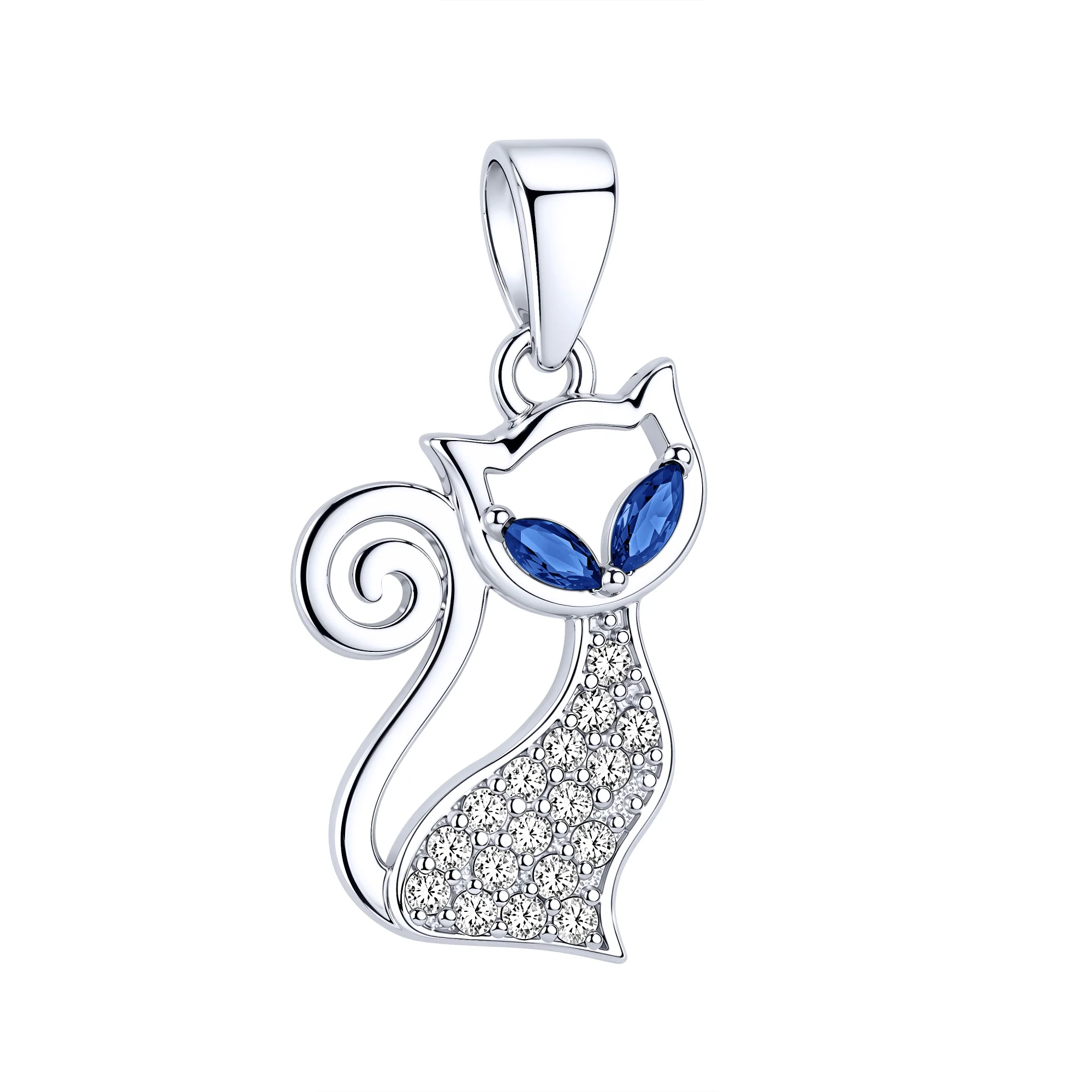 Подвес "Кошечка" из серебра с альпинитами и фианитами  - 2254727 - 1
