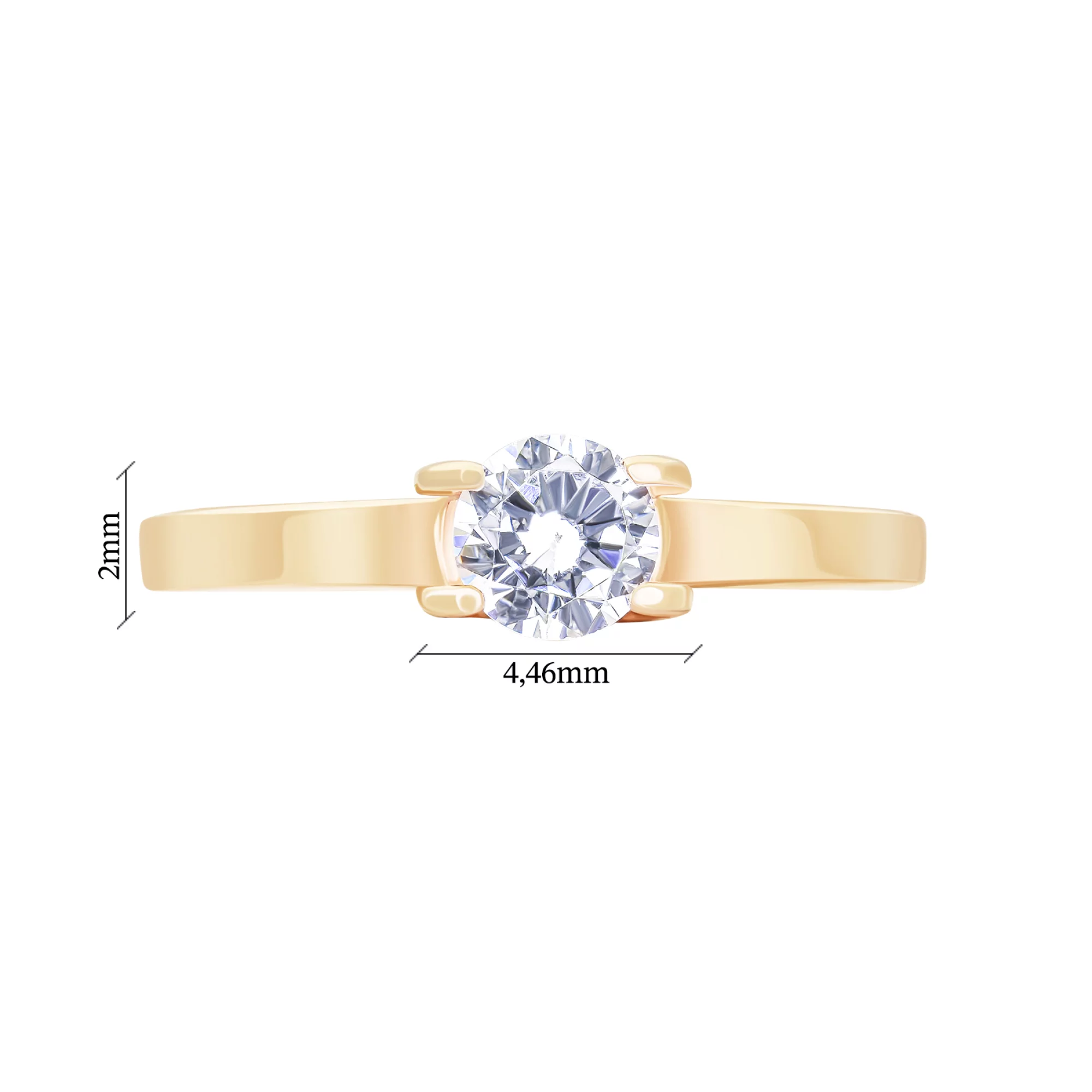 Классическое помолвочное кольцо из красного золота с фианитом - 1538995 – изображение 5