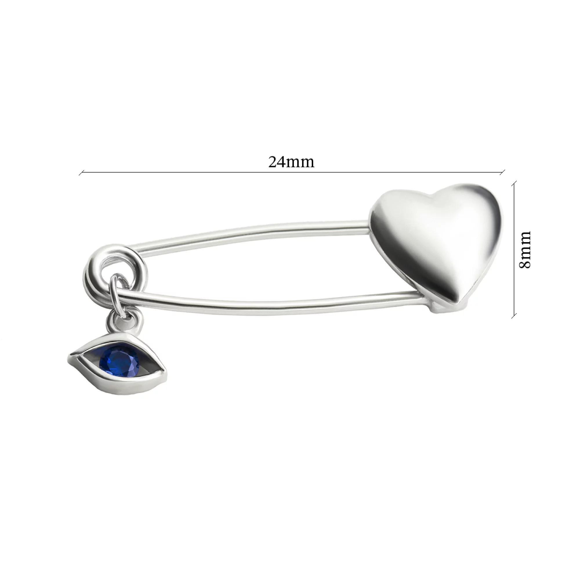 Булавка Серце и Око зі срібла з фіанітом - 430973 – зображення 2