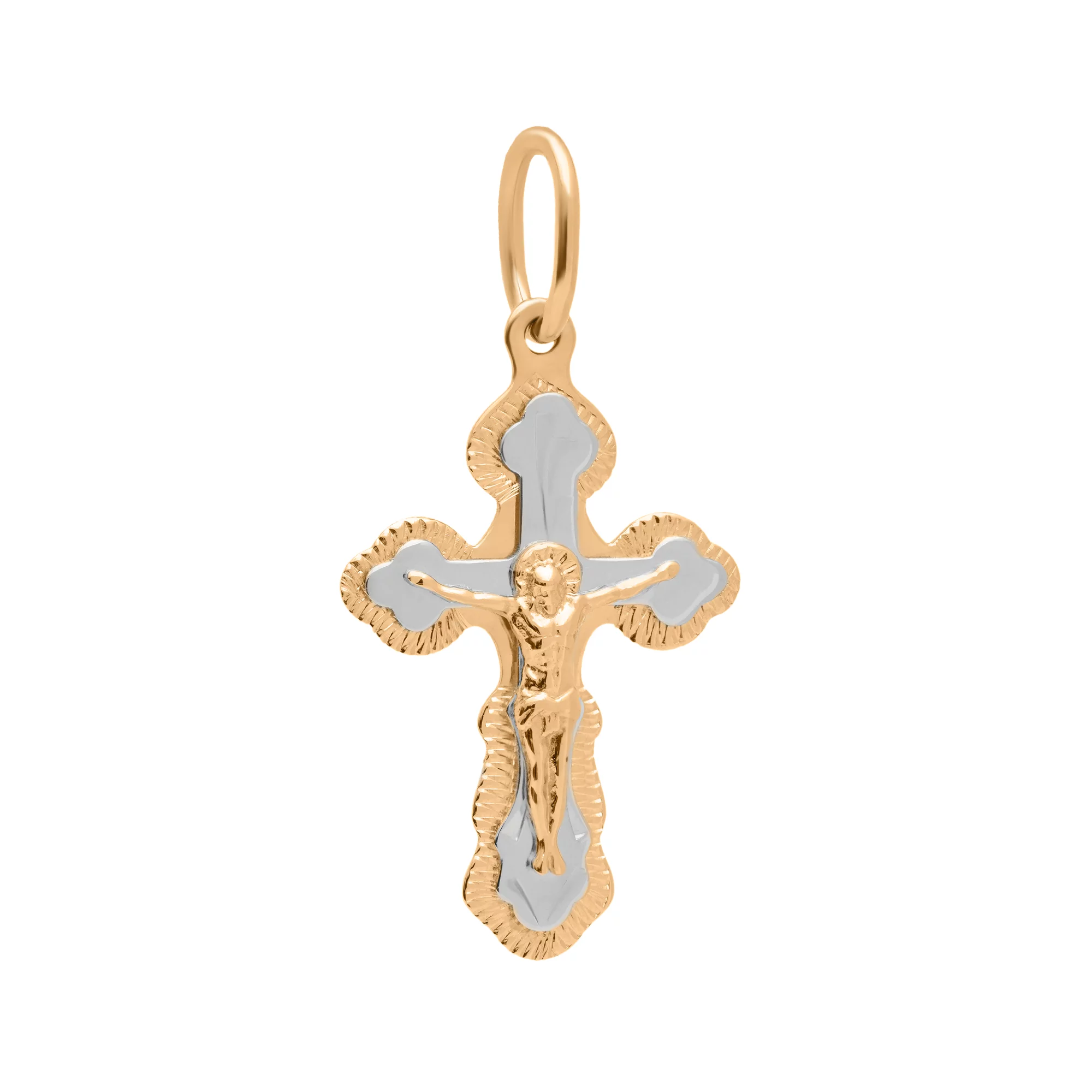 Крестик из комбинированного золота - 1751044 – изображение 1