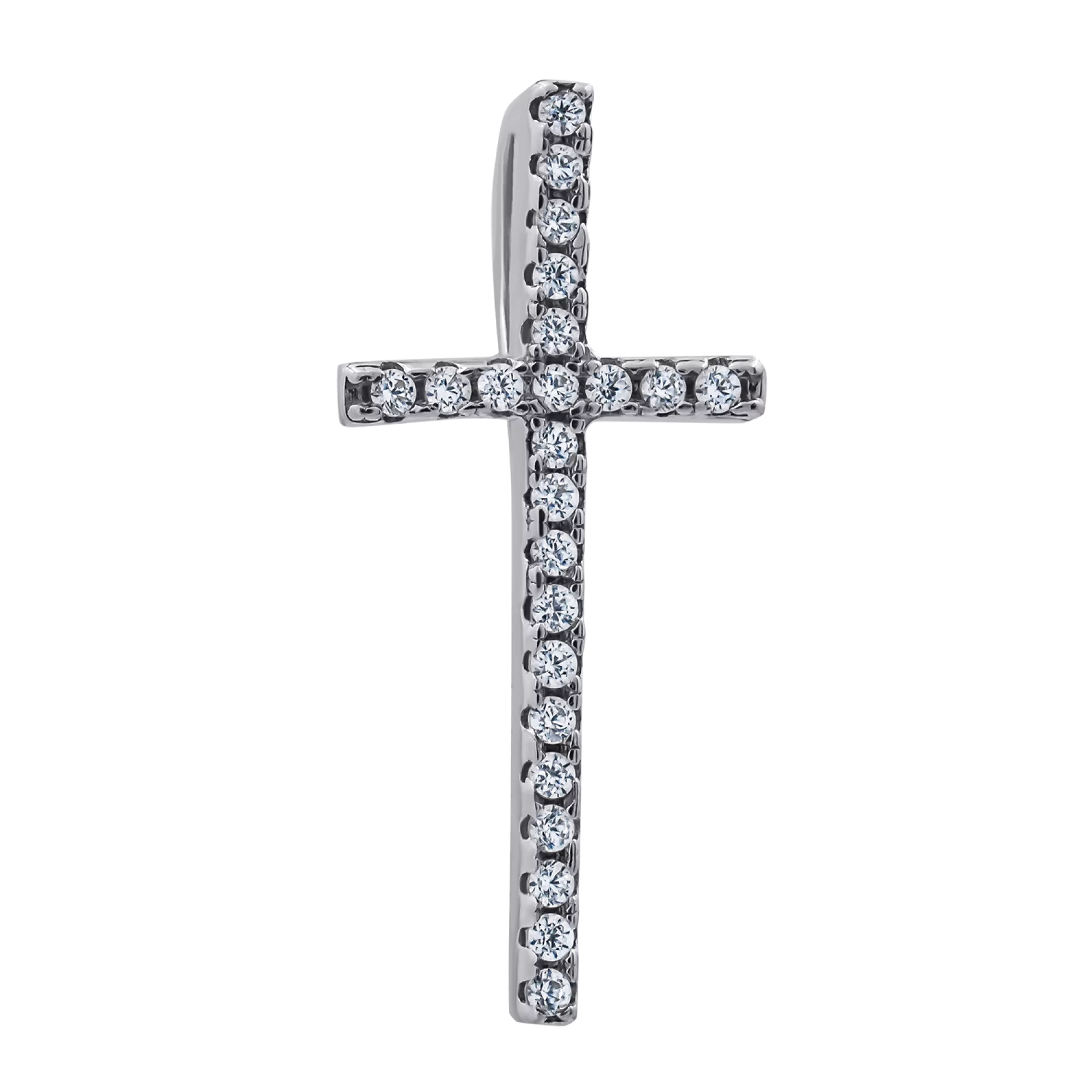 Хрестик срібний з фіанітом - 1269045 – зображення 1