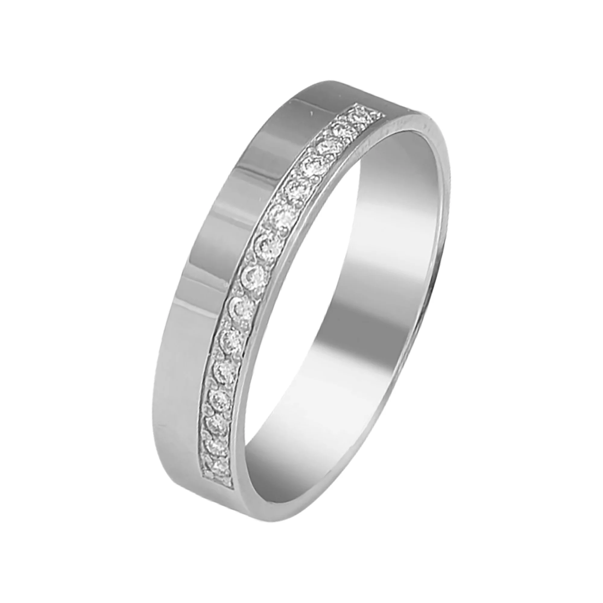 Обручальное кольцо из белого золота с бриллиантами - 969267 – изображение 1
