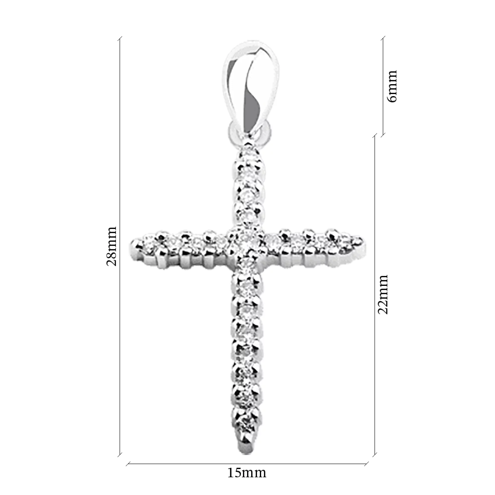 Крестик из белого золота с бриллиантами - 421264 – изображение 2