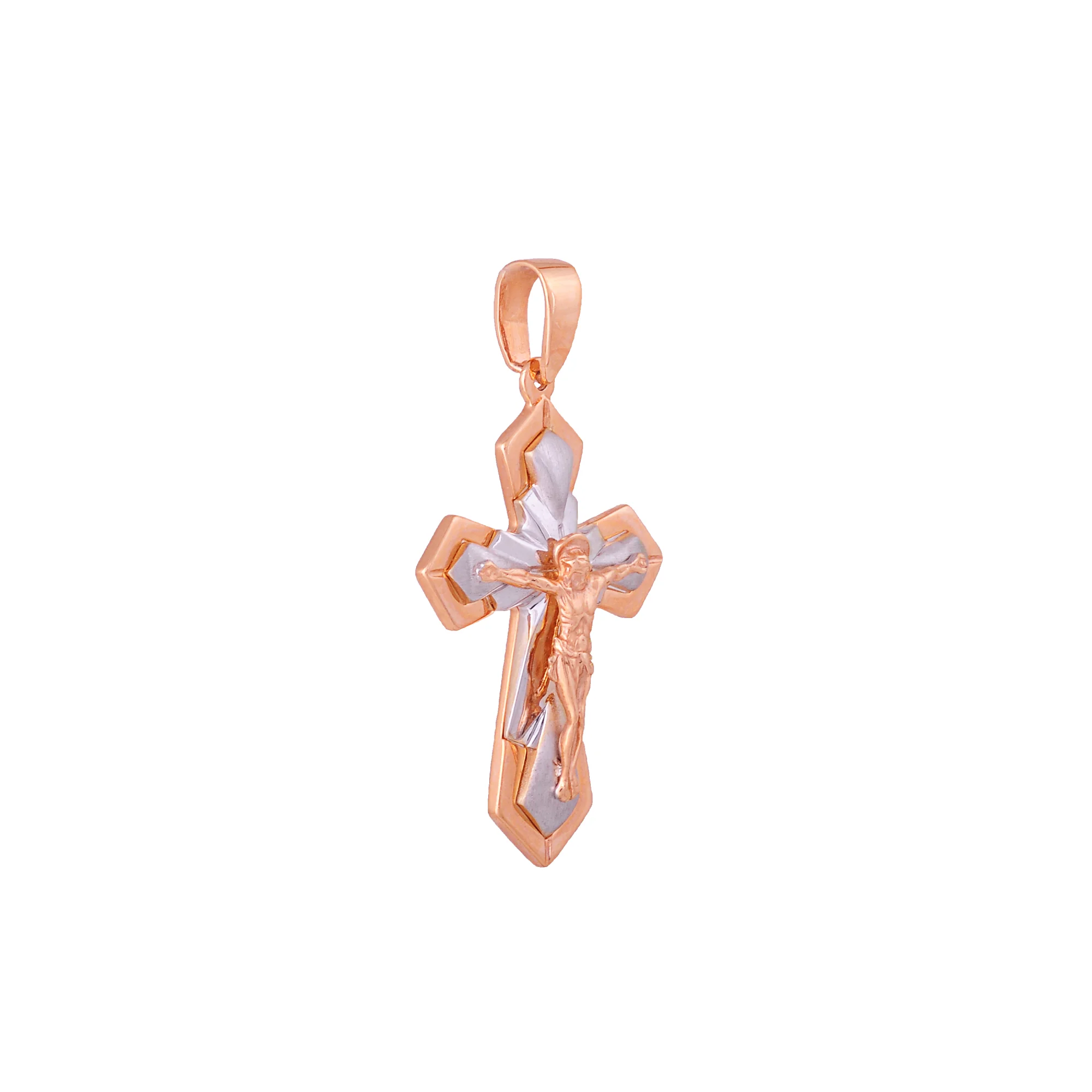 Крестик из комбинированного золота - 474553 - 2