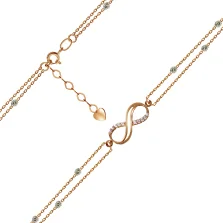 Браслет з комбінованого золота з фіанітом "Безкінечність" - 969917