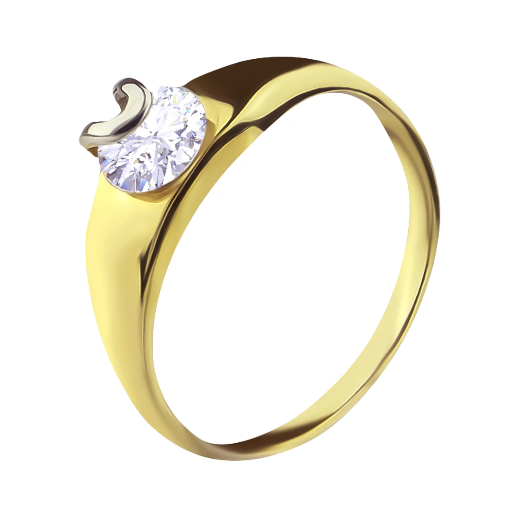Золотое кольцо с фианитом - 522099 – изображение 1