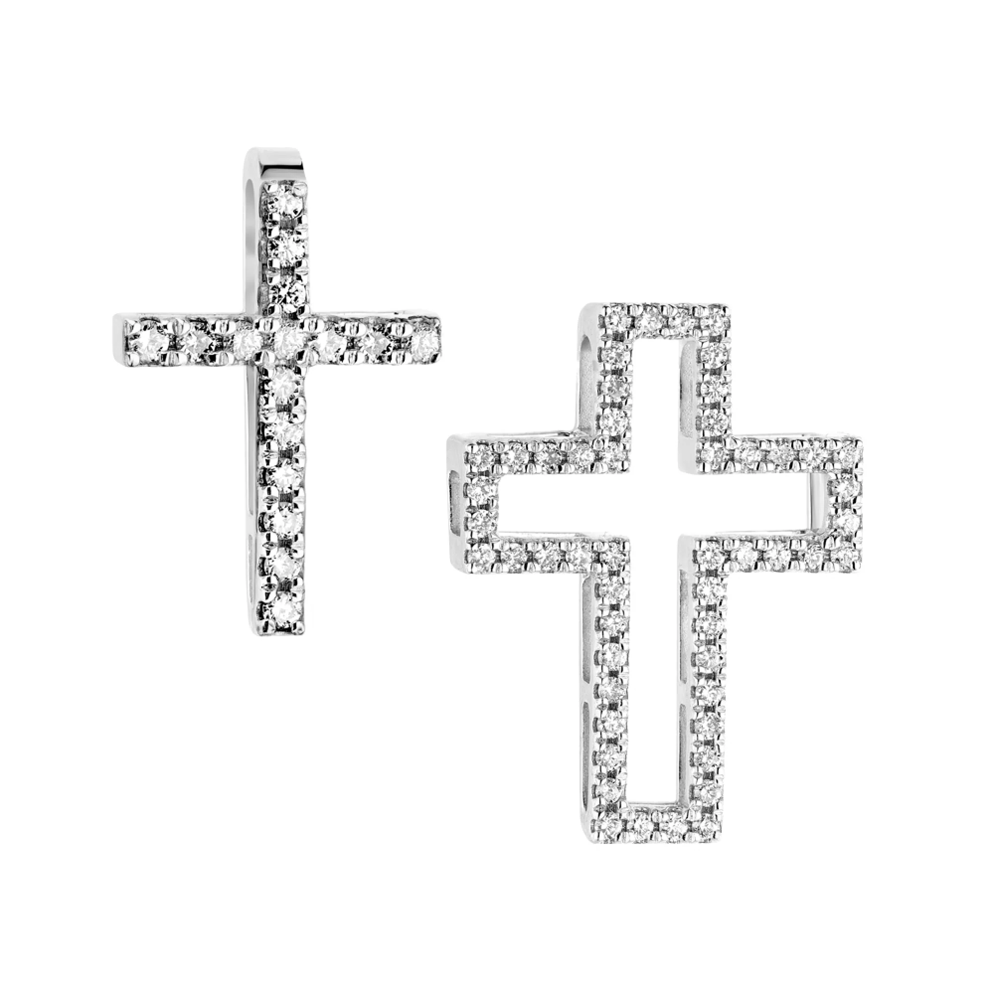 Хрестик-трансформер із білого золота з діамантами   - 1532355 – зображення 2