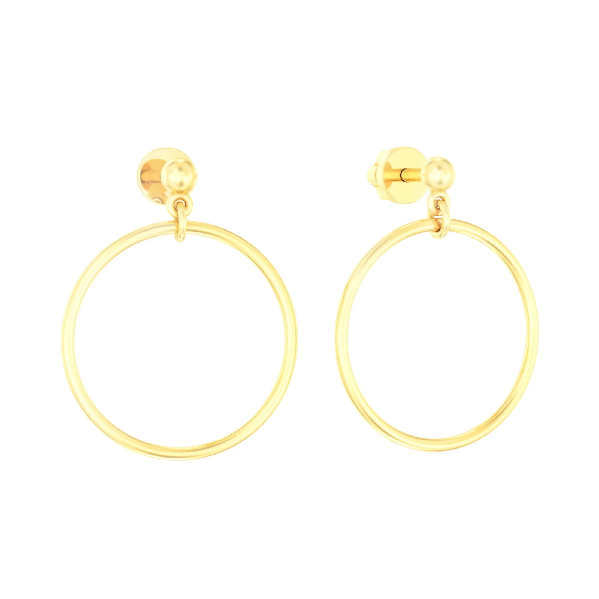 Сережки-гвоздики золоті з підвісами "Коло" - 1501860 – зображення 1