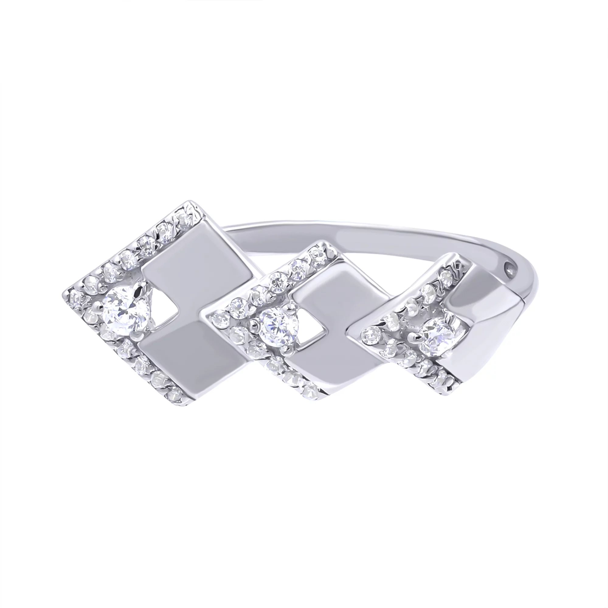 Серебряное кольцо с фианитом - 474147 – изображение 2