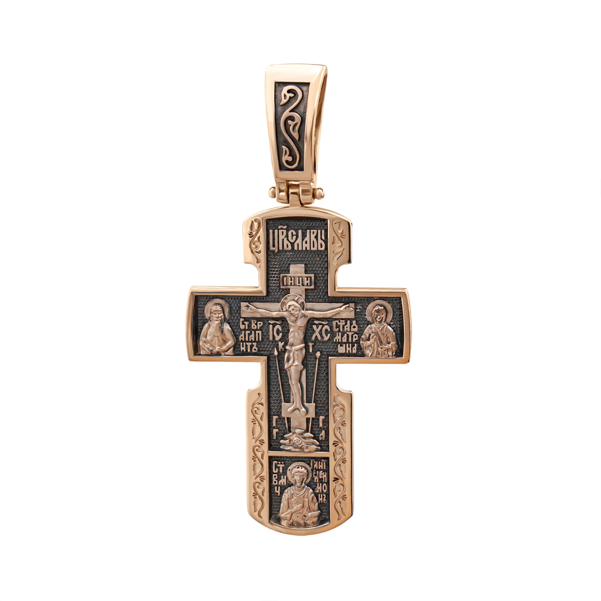 Золотой крестик с чернением  - 431422 – изображение 1