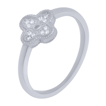Каблучка "Конюшина" срібна з фіанітами - 1682861