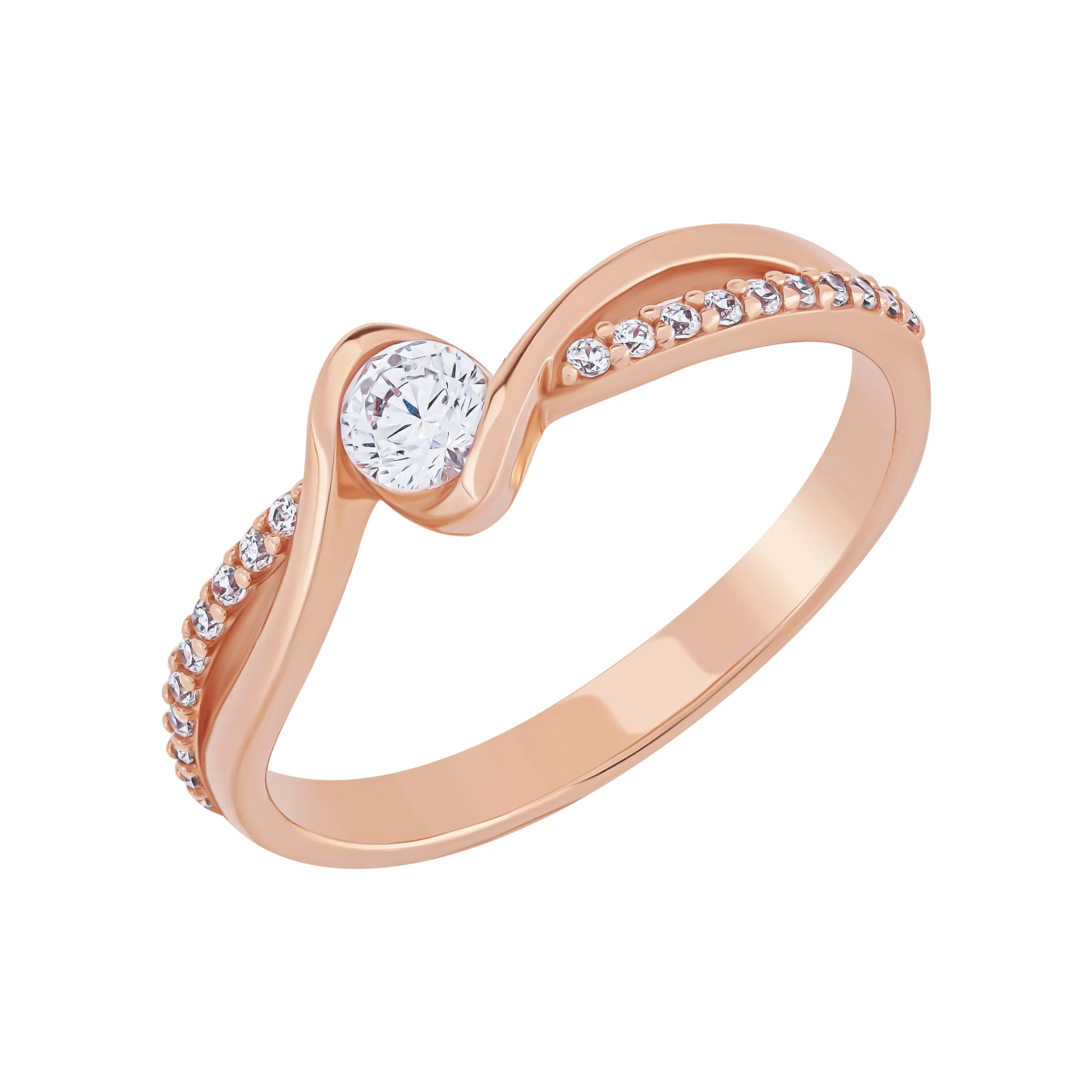 Кольцо из красного золота с фианитами - 1792118 - 2