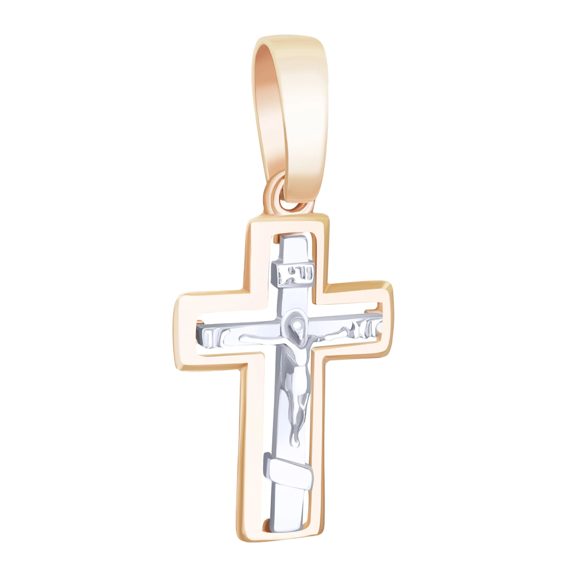 Православний хрестик із червоного та білого золота - 1717465 – зображення 1