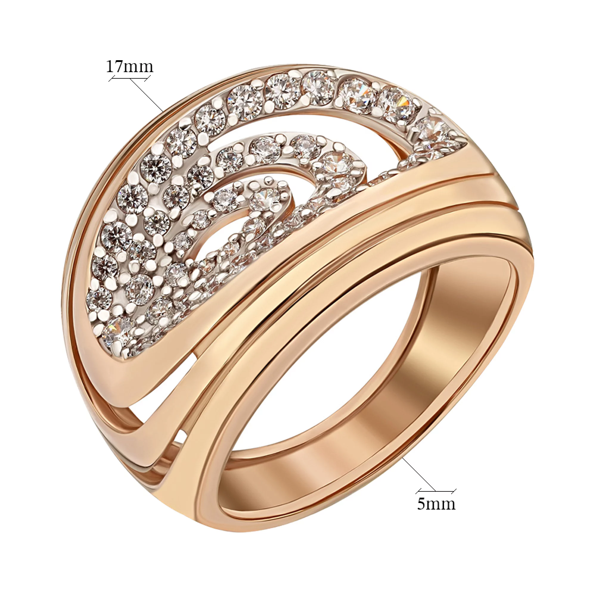 Золотое кольцо с фианитами - 1435207 – изображение 2
