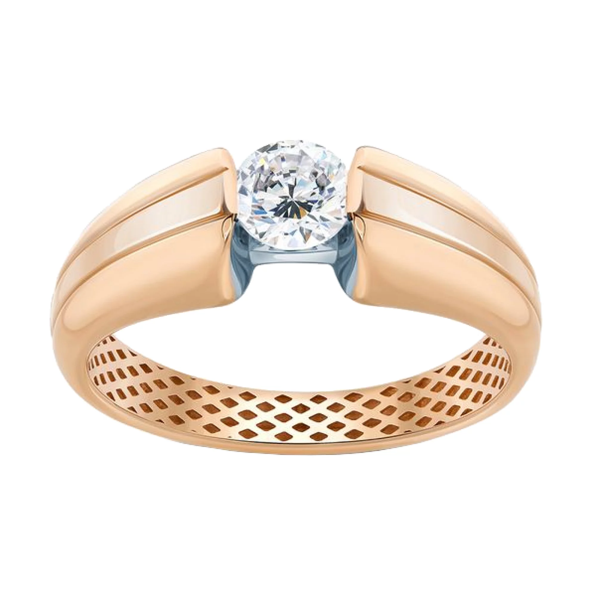Золотое кольцо с фианитом - 482880 – изображение 2