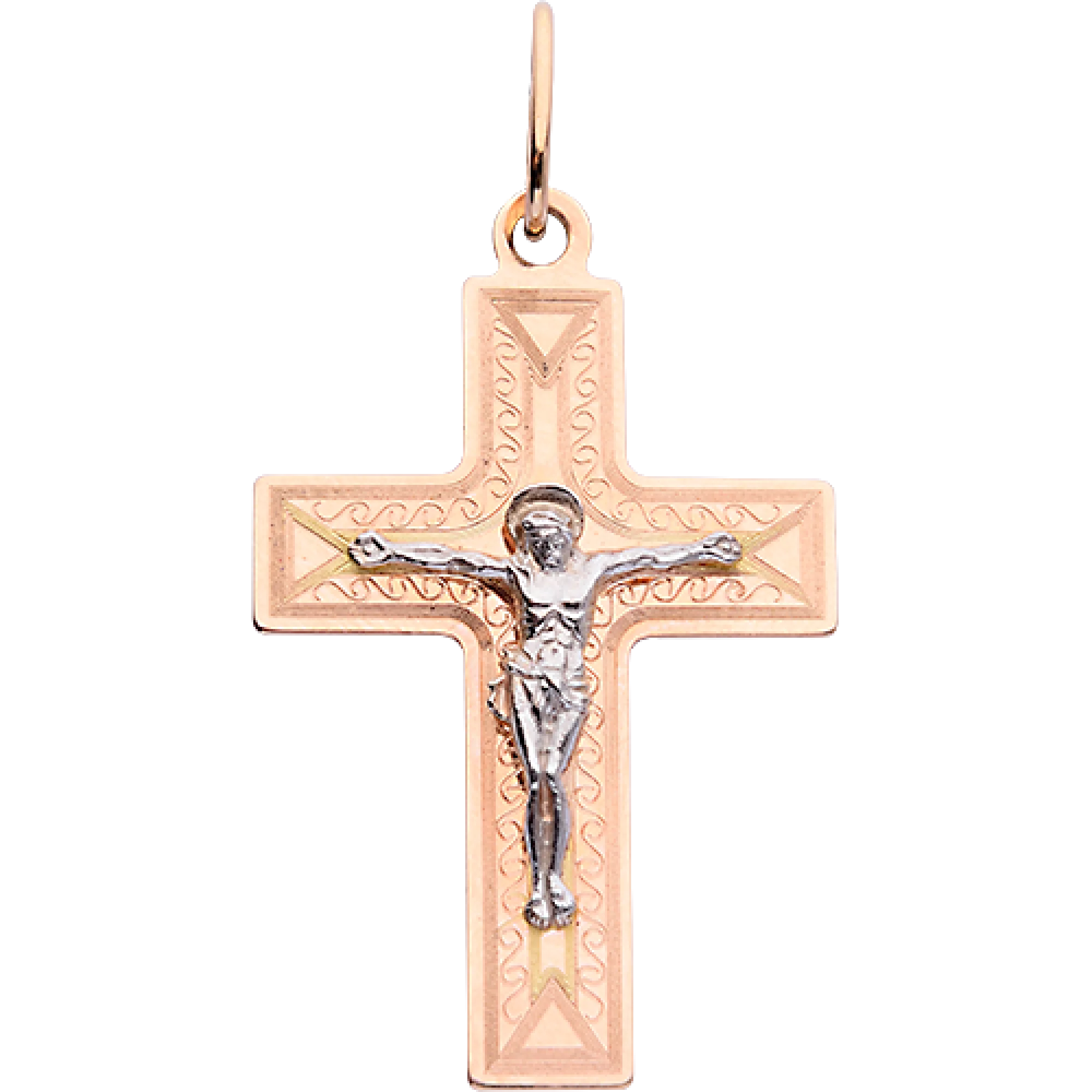 Хрестик з комбінованого золота - 1410425 – зображення 1