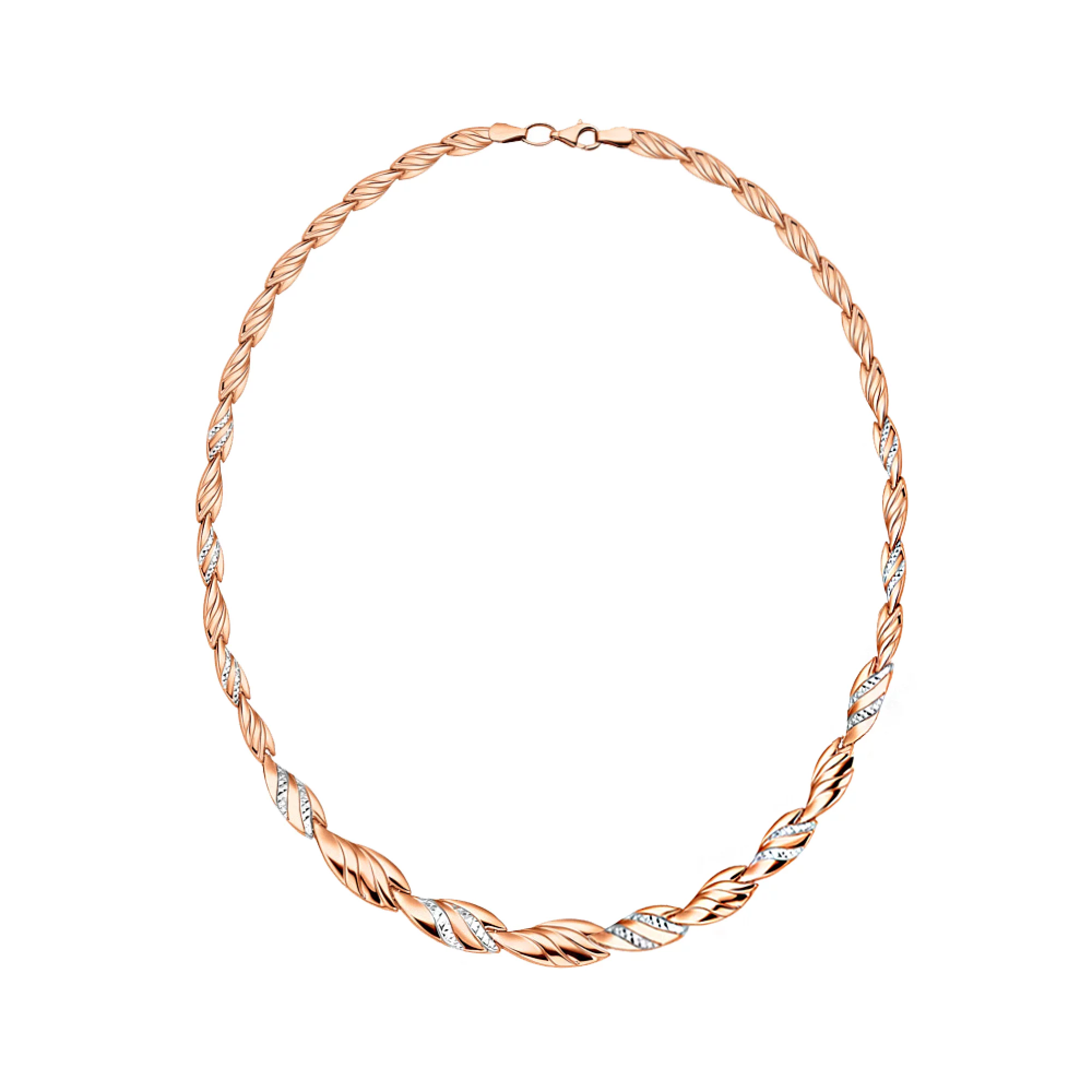 Колье из комбинированого золота с алмазной гранью плетение ролекс - 963958 – изображение 1