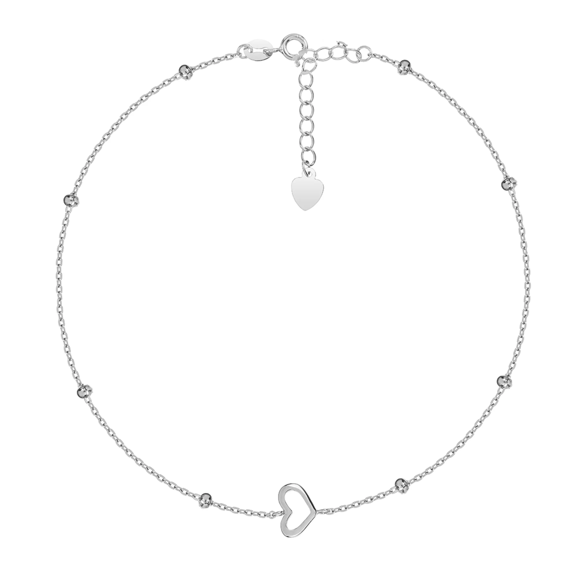 Браслет из серебра "Сердечко" плетение якорь - 1551148 – изображение 1
