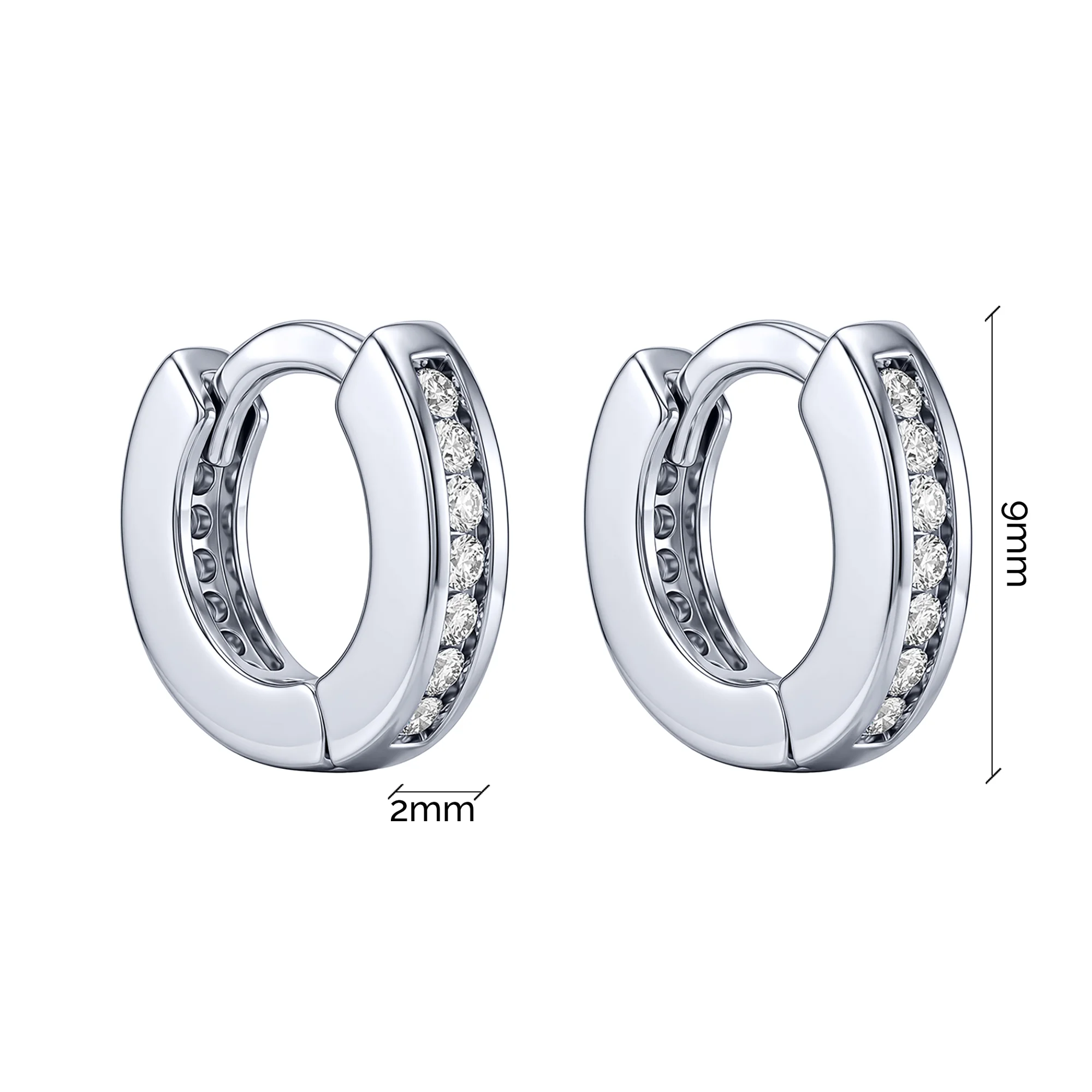 Сережки-кольца из серебра с фианитами - 2296545 - 3
