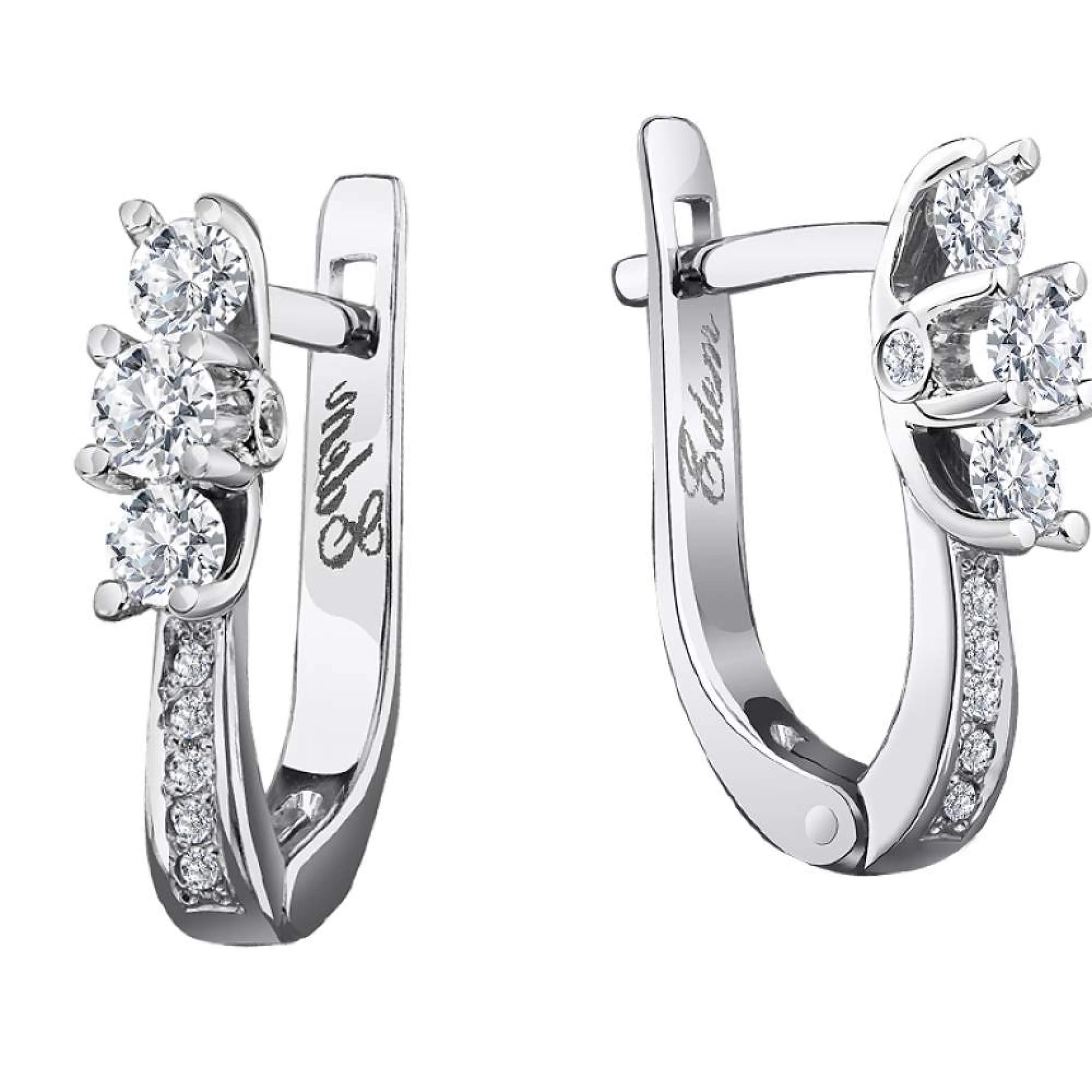 Серьги с бриллиантами в белом золоте - 375212 - 1