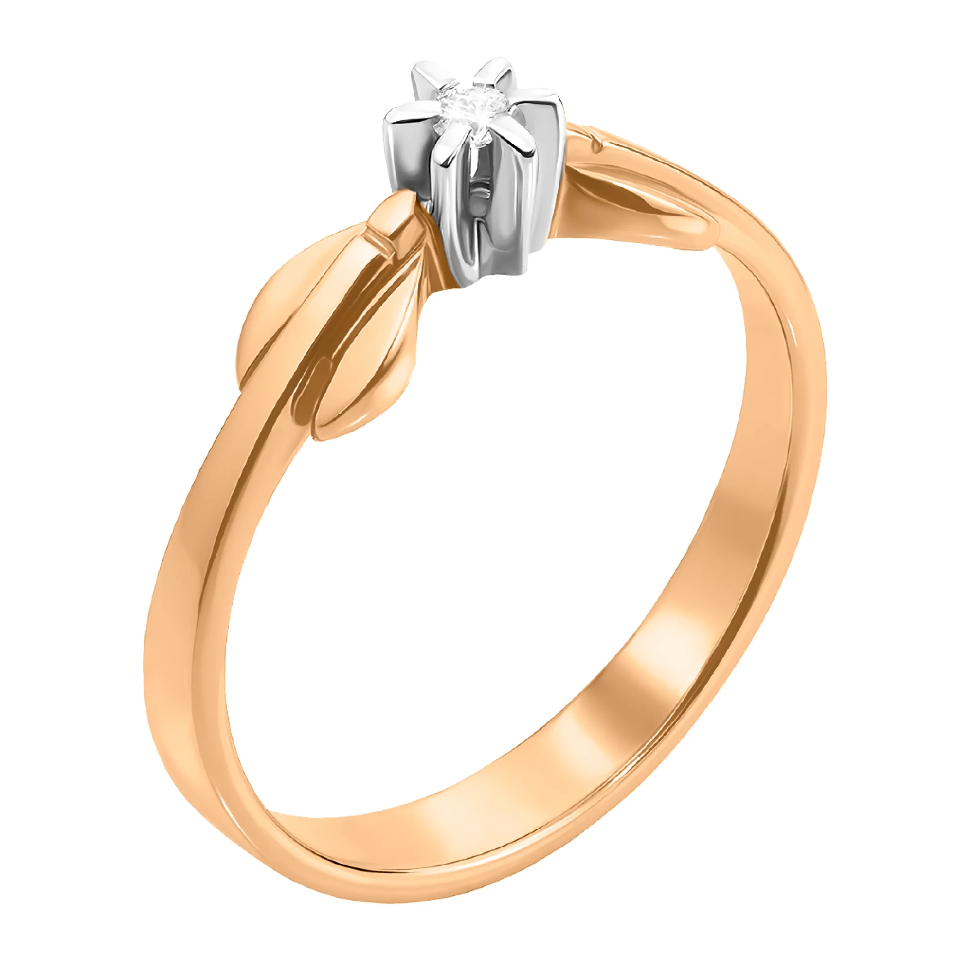 Золотое кольцо с бриллиантом - 474296 – изображение 1