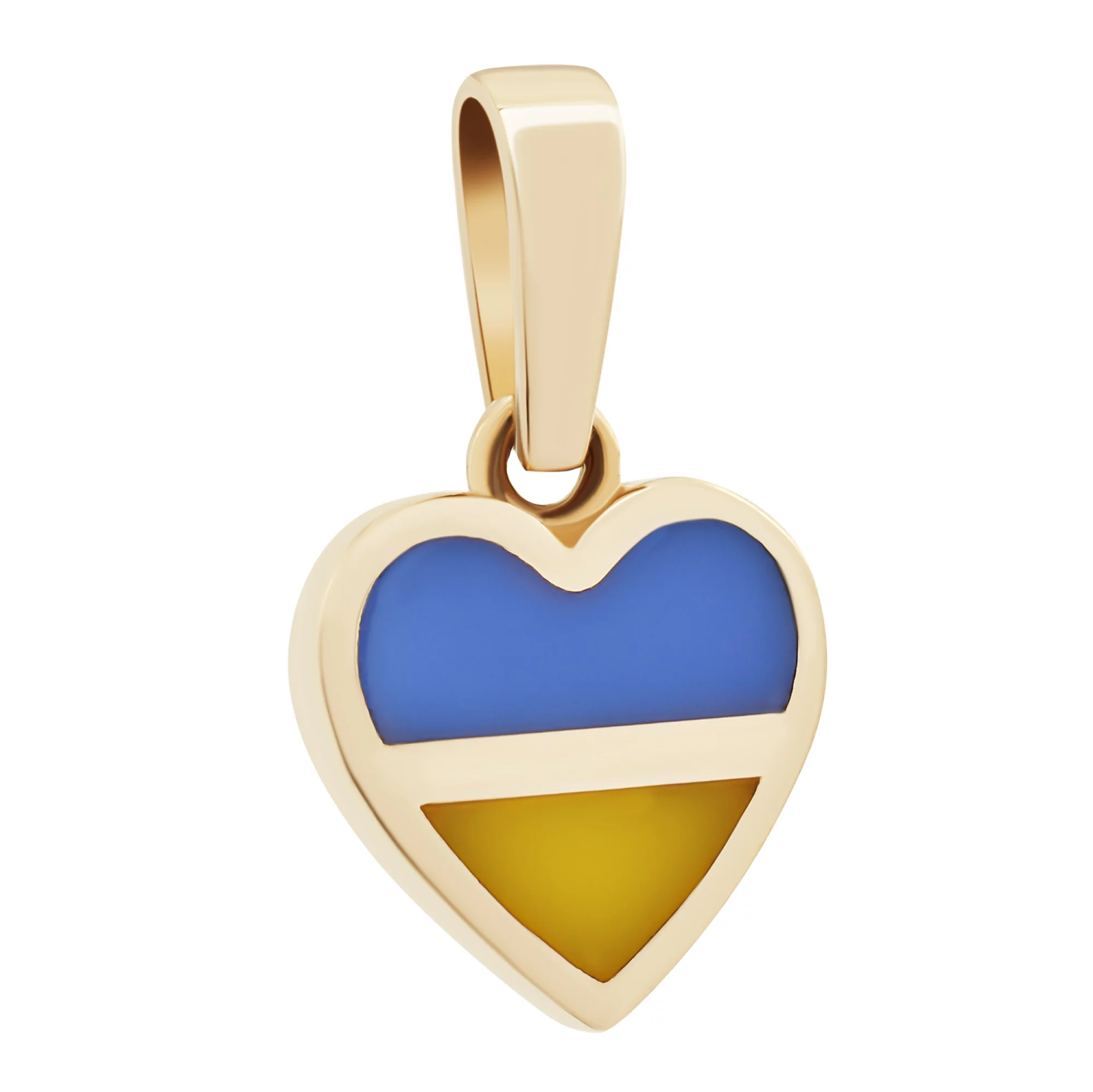 Золотая подвеска "Сердце Украины" с эмалью - 1578361 – изображение 1