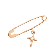 Булавка из красного золота с подвесом "Крестик" - 967078