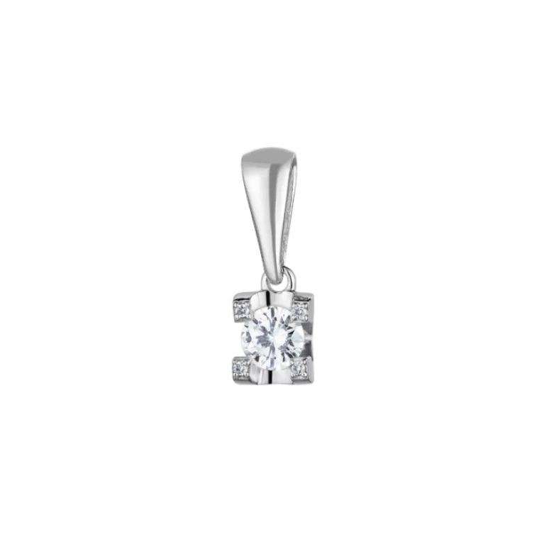 Підвіска з білого золота з діамантом. Артикул П454б: ціна, відгуки, фото – купити в інтернет-магазині AURUM