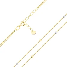 Подвійне кольє в комбінованому золоті з кульками плетіння якірне - 1823891