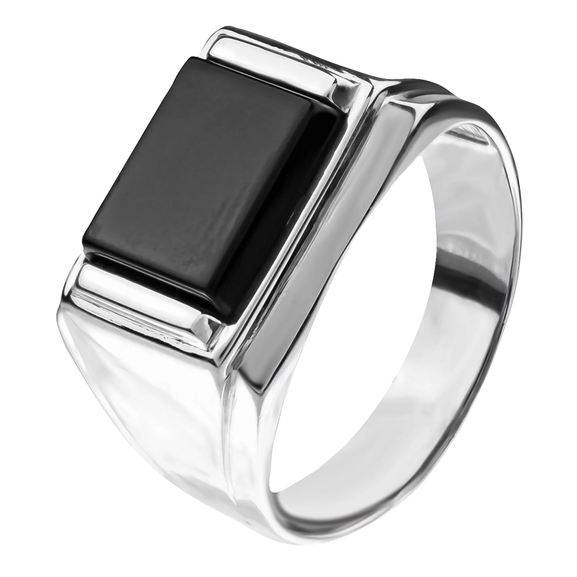 Серебряный перстень с ониксом - 835741 – изображение 1