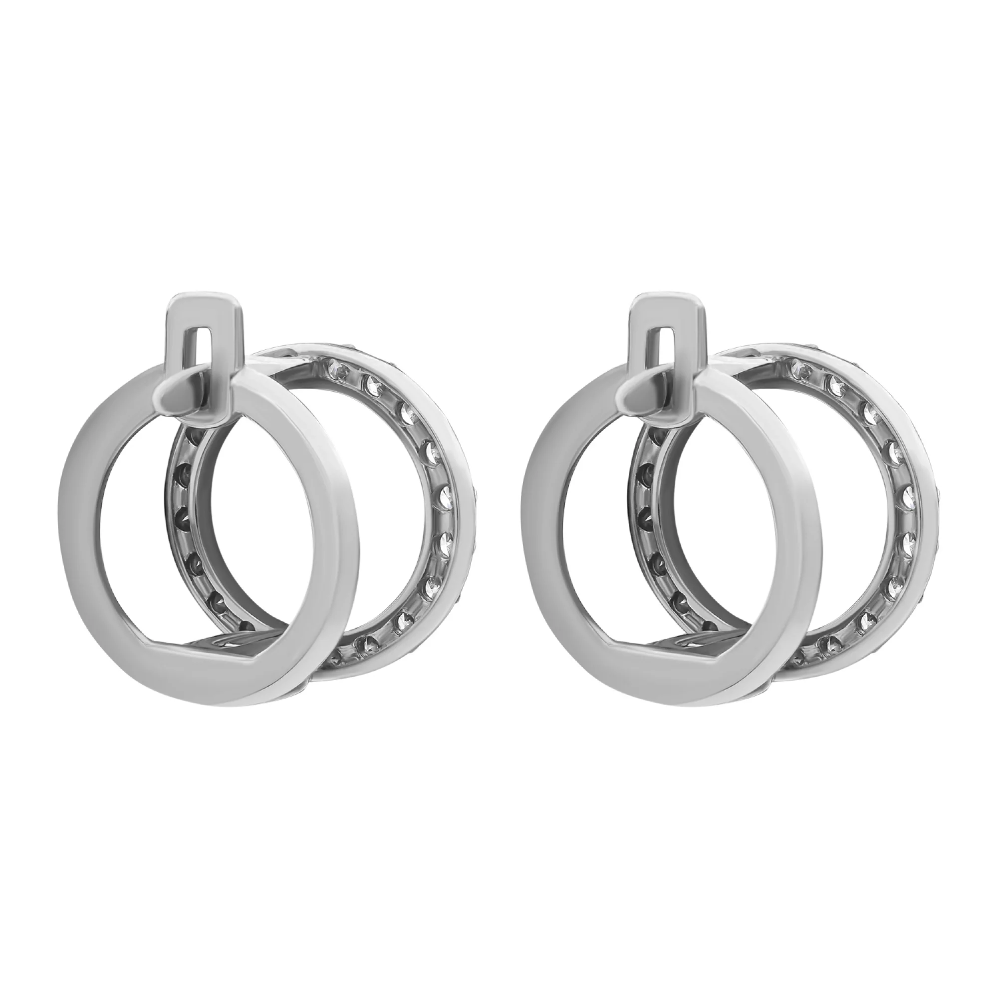 Серьги из серебра "Круг" с фианитами - 1577174 - 2